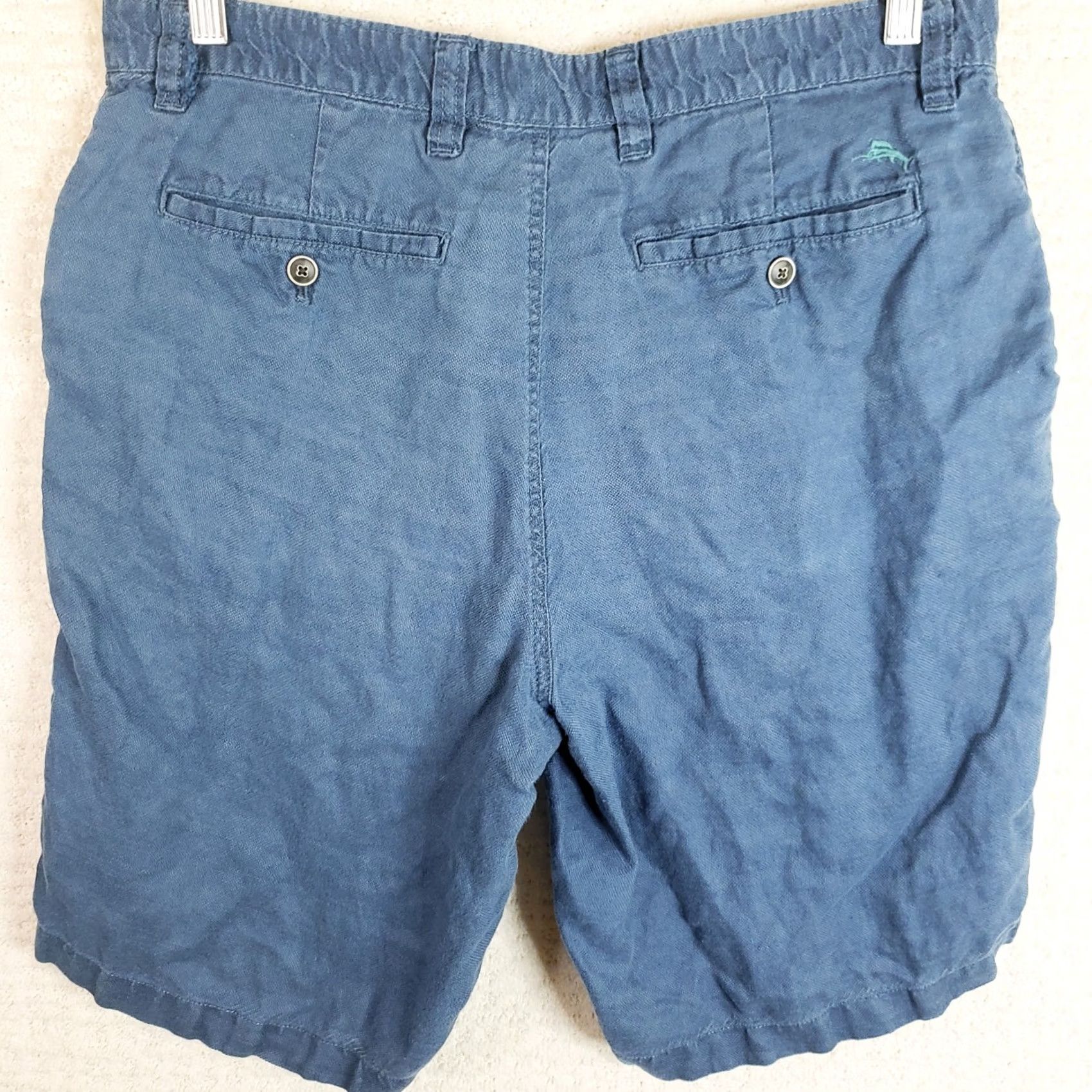 Tommy Bahama TOMMY BAHAMA Men's Bermuda Shorts Blue 34 Linen Tencel Blend 10" Inseam Flat Front Button Casual Travel Beach Size US 34 / EU 50 - 7 Thumbnail