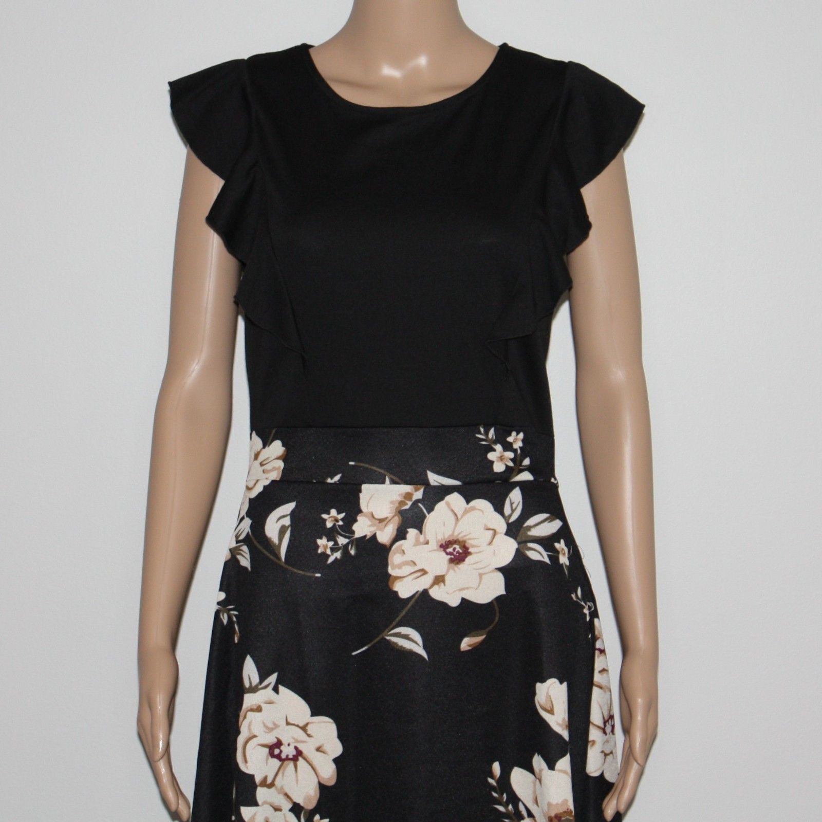 Other IHOT Vintage Ruffle Floral Flared A-line Party Dress NWT Size M / US 6-8 / IT 42-44 - 3 Thumbnail