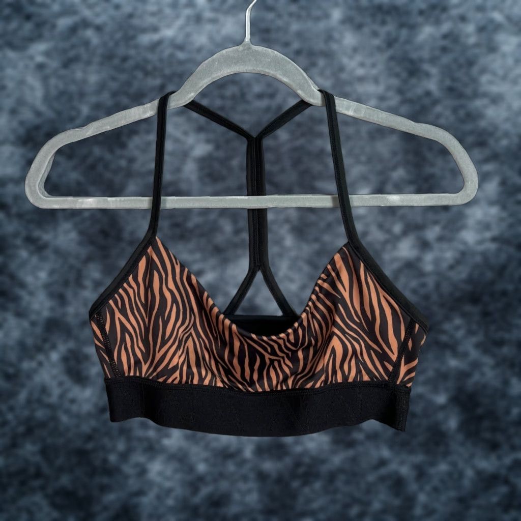 Vintage Alala Zebra Print Strappy Sports Bra Small Black & Brown Stretchy Activewear Top Womens Size S / US 4 / IT 40 - 1 Thumbnail