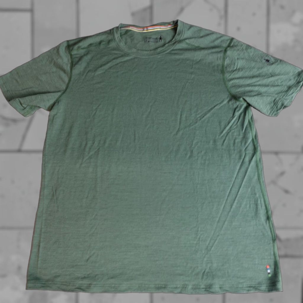 SmartWool Mens Shirt L Green Merino Wool Blend Solid Short Sleeve Crew Neck T-Shirt 2020-2029