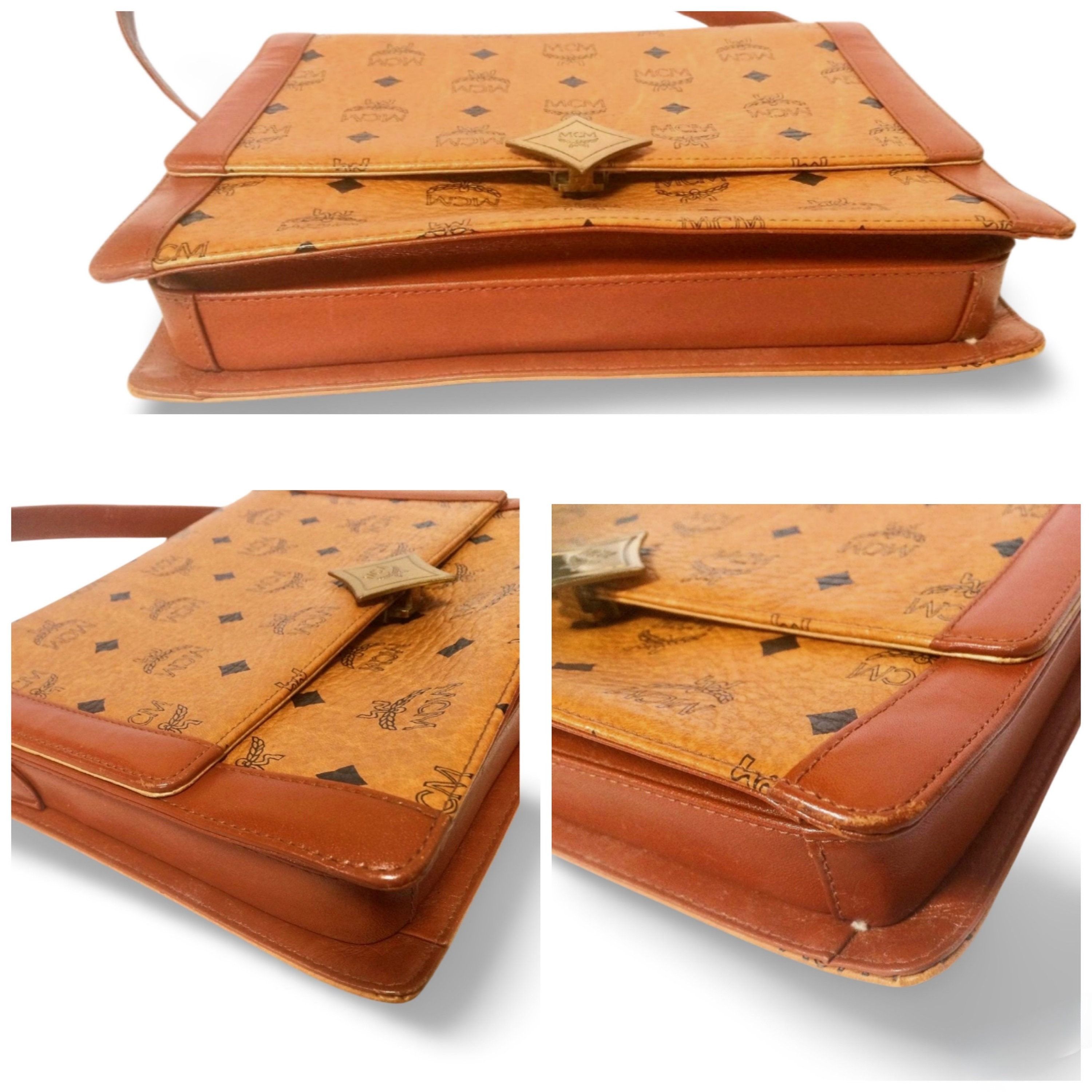 MCM Vintage MCM brown monogram shoulder bag with leather straps Size ONE SIZE - 4 Thumbnail