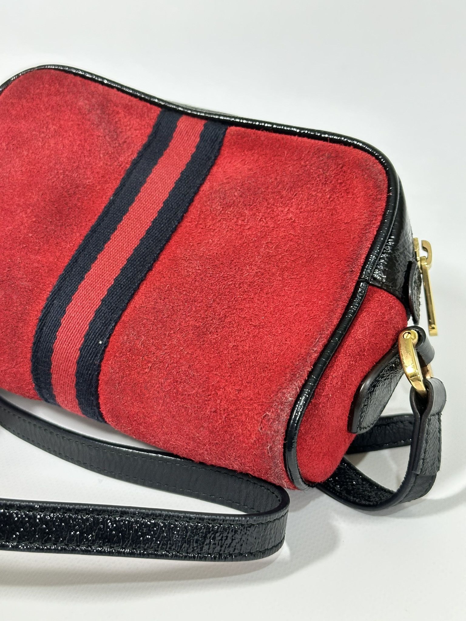 Gucci Gucci Crossbody Bag Ophidia Marmont GG Red Suede Web Size ONE SIZE - 12 Thumbnail