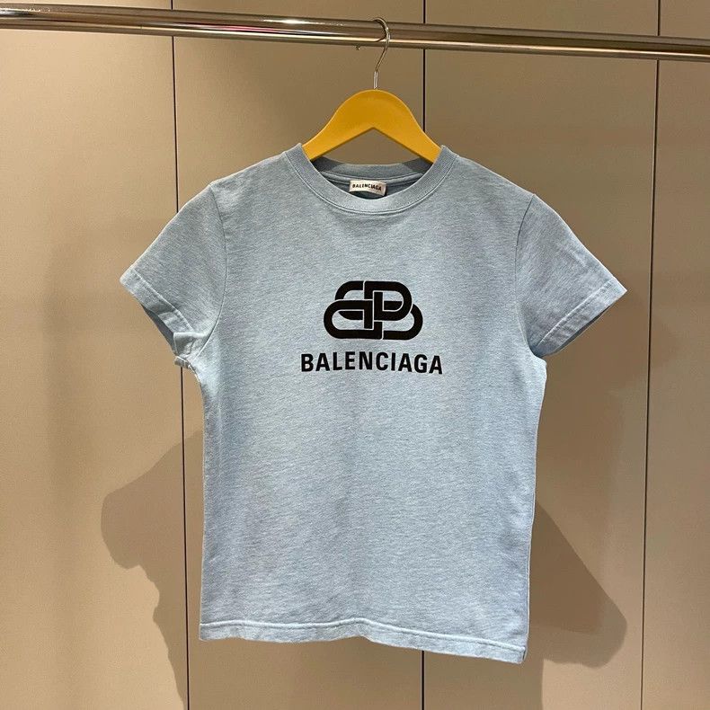 Balenciaga Balenciaga Haze Blue Double B Lock Logo Short Sleeve T-Shir Size US S / EU 44-46 / 1 - 3 Thumbnail