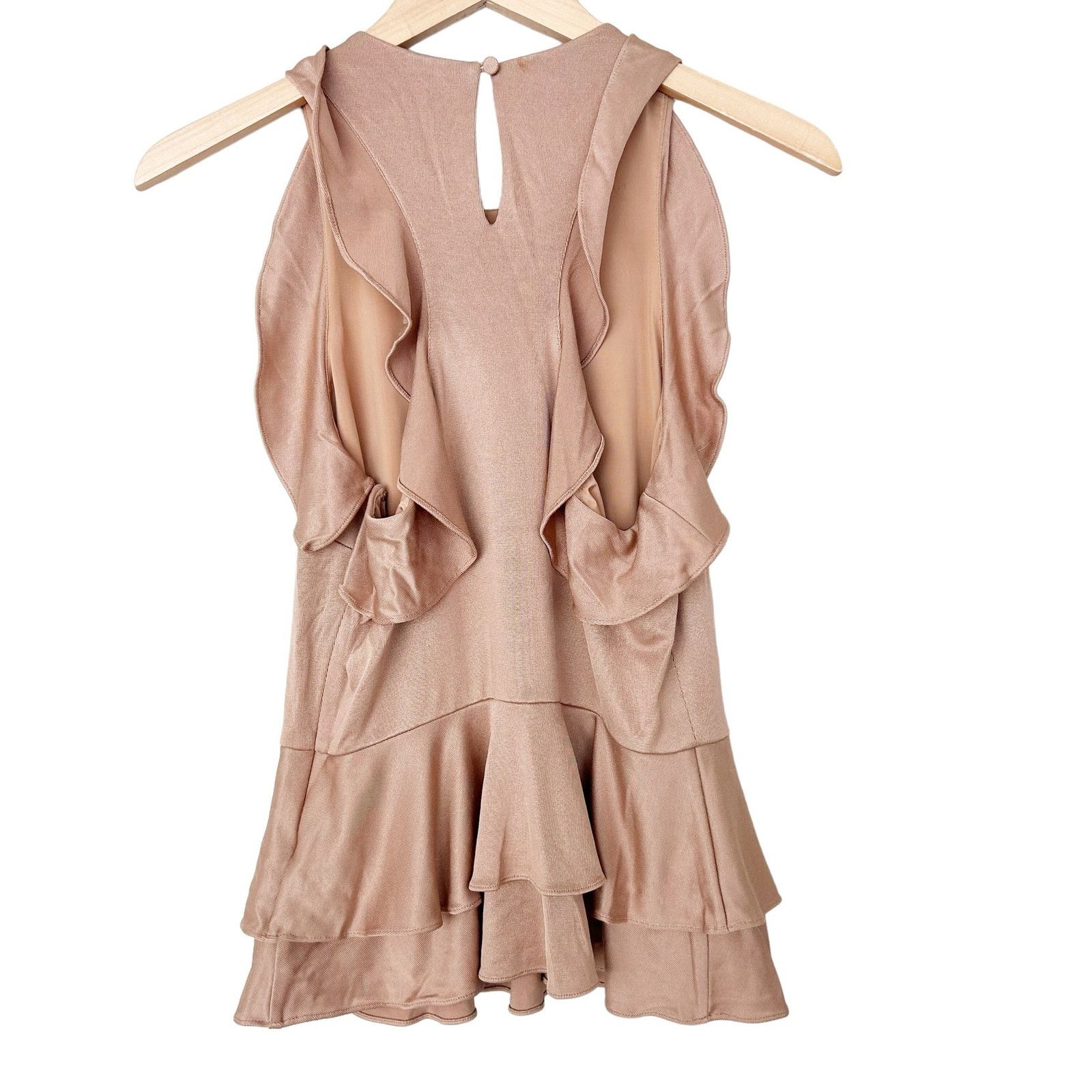 Jonathan Simkhai Jonathan Simkhai Tan Ruffle Peplum Sleeveless Top Sz M Size M / US 6-8 / IT 42-44 - 4 Thumbnail