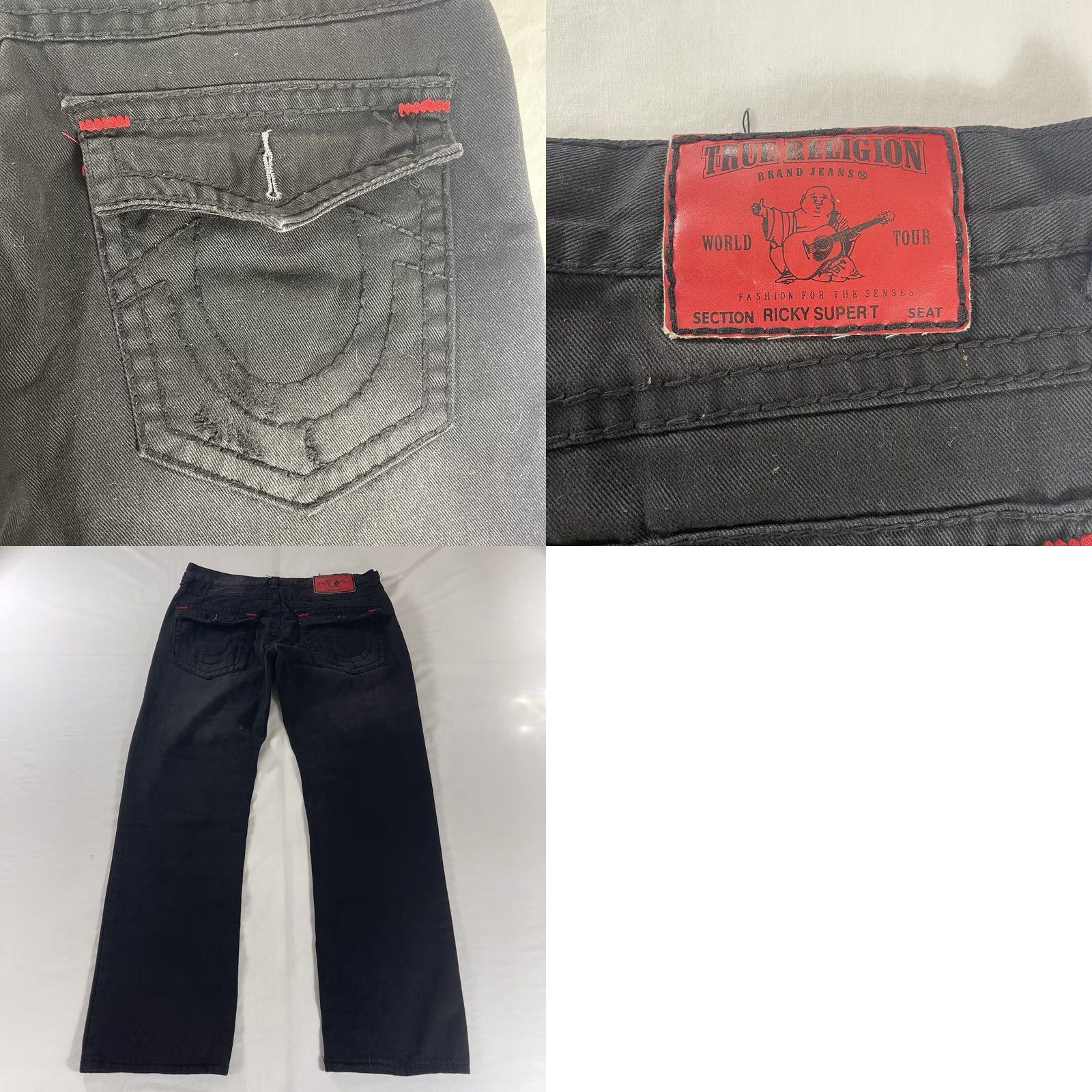 True Religion True Religion Jeans Ricky World Tour 36 Black Distressed Flap Pockets USA Mens 34x31 Straight Regular Denim Pants Size US 36 / EU 52 - 10 Thumbnail