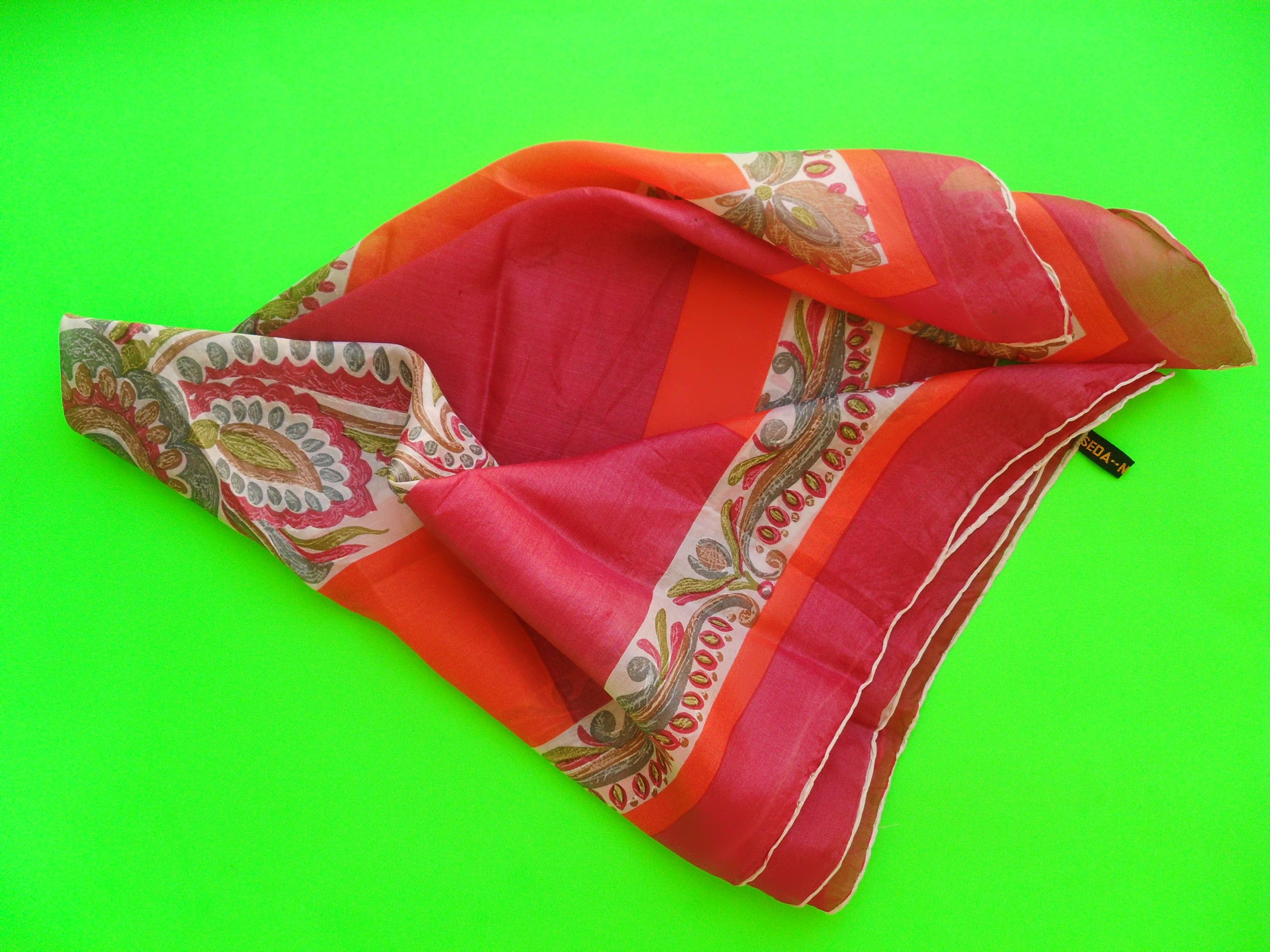 Other Pink, orange and white natural silk scarf. Size ONE SIZE - 4 Thumbnail