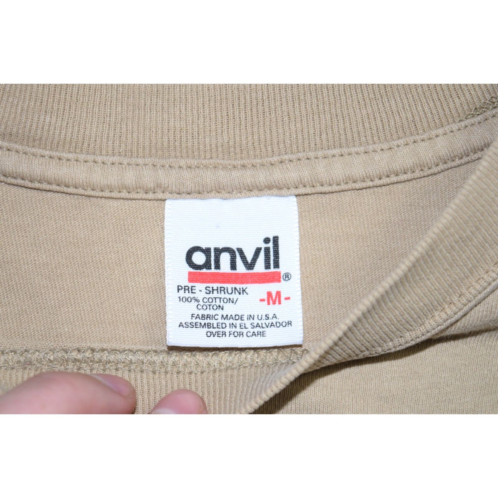 Anvil VINTAGE ANVIL Shirt Wildlife 90s Bengal Tiger Beige M Medium Tan Men Short Sleeve Crew Neck 1998 USA Size US M / EU 48-50 / 2 - 4 Thumbnail
