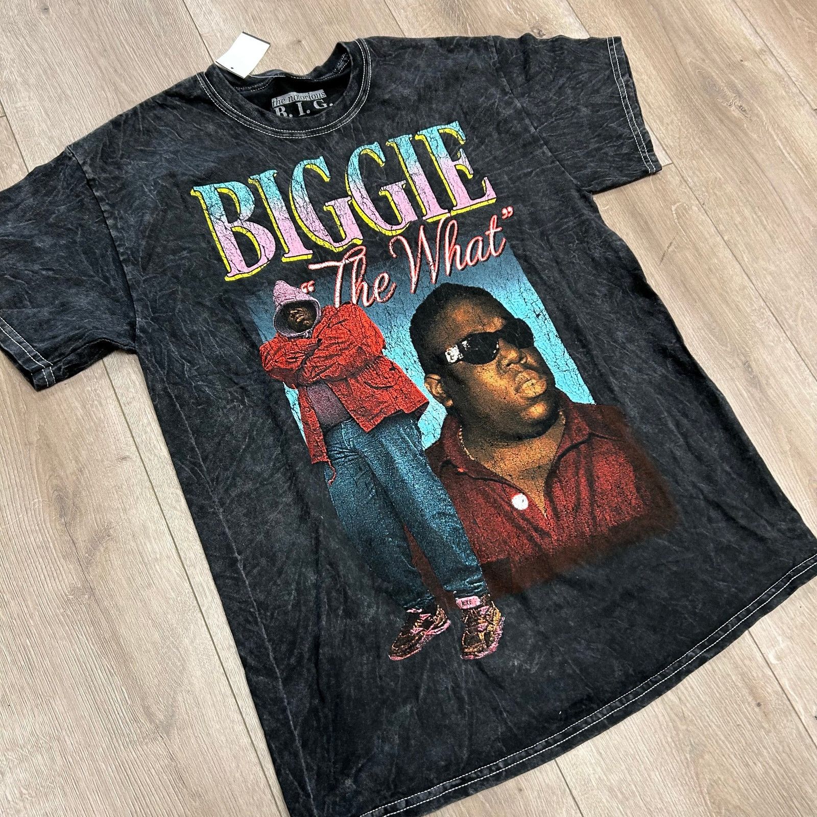 Vintage Biggie Smalls The What acid washed hip hop tee t shirt Size US M / EU 48-50 / 2 - 2 Thumbnail