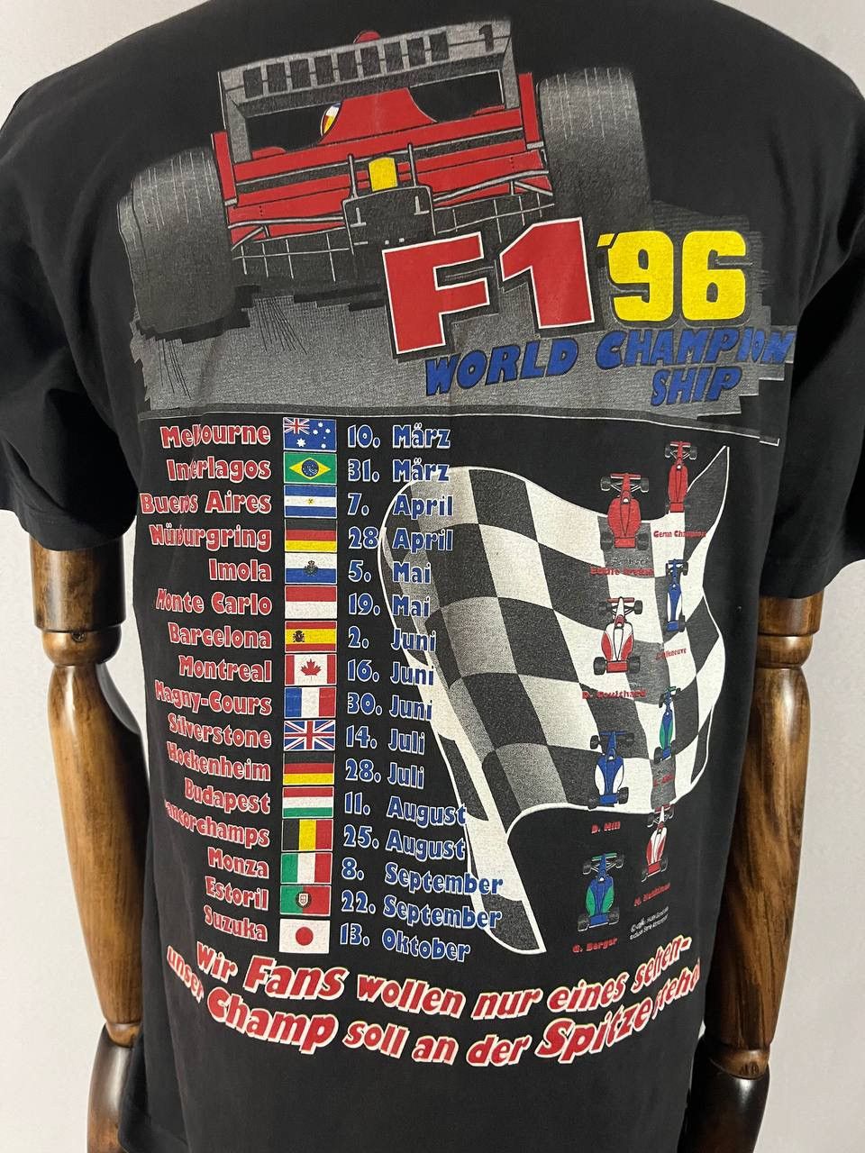 Vintage Formula One Racing Tee Shirt Vintage 1996 Black Size US XL / EU 56 / 4 - 9 Thumbnail