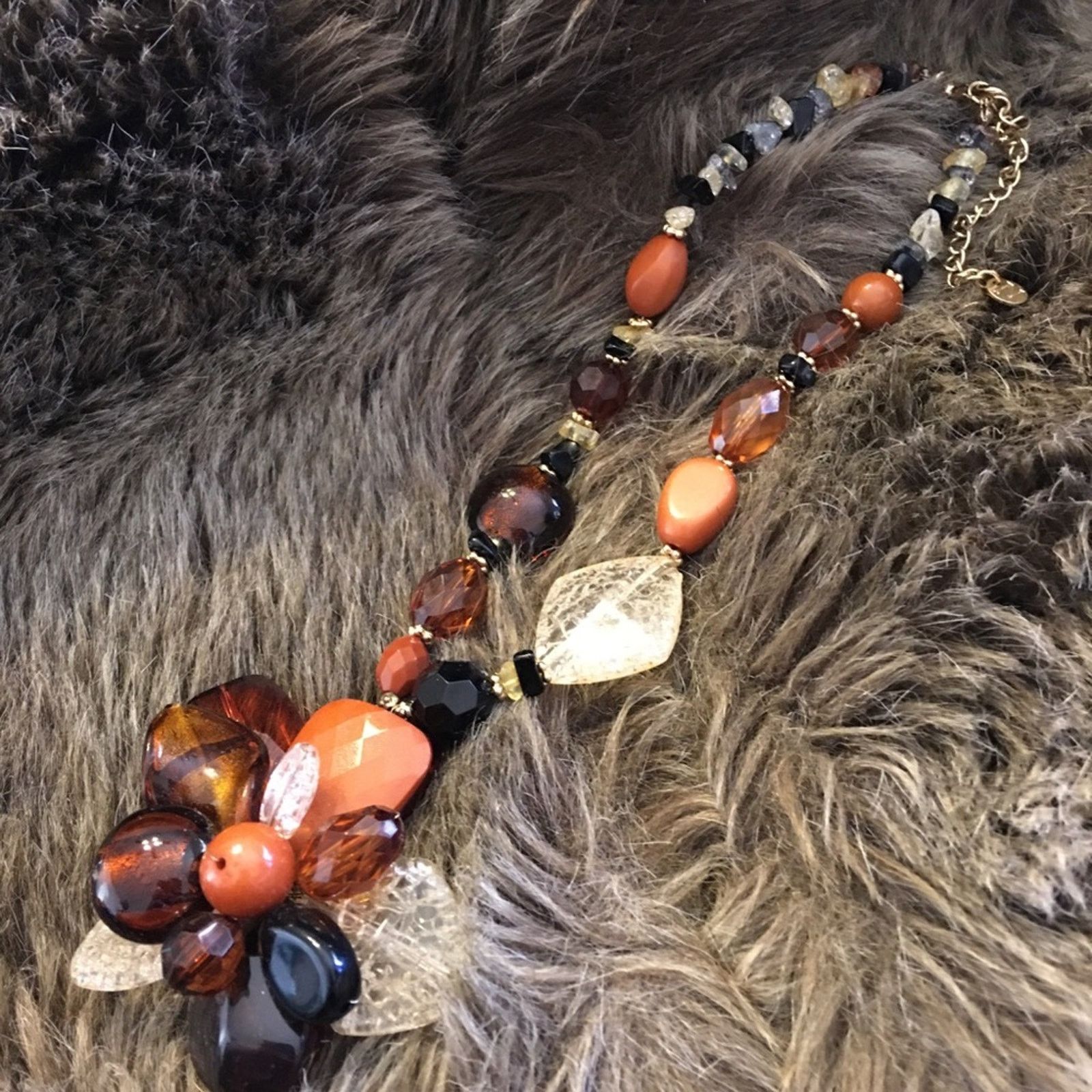 Jewelry Bold chunky crackled bead brown tone necklace Size ONE SIZE - 9 Thumbnail