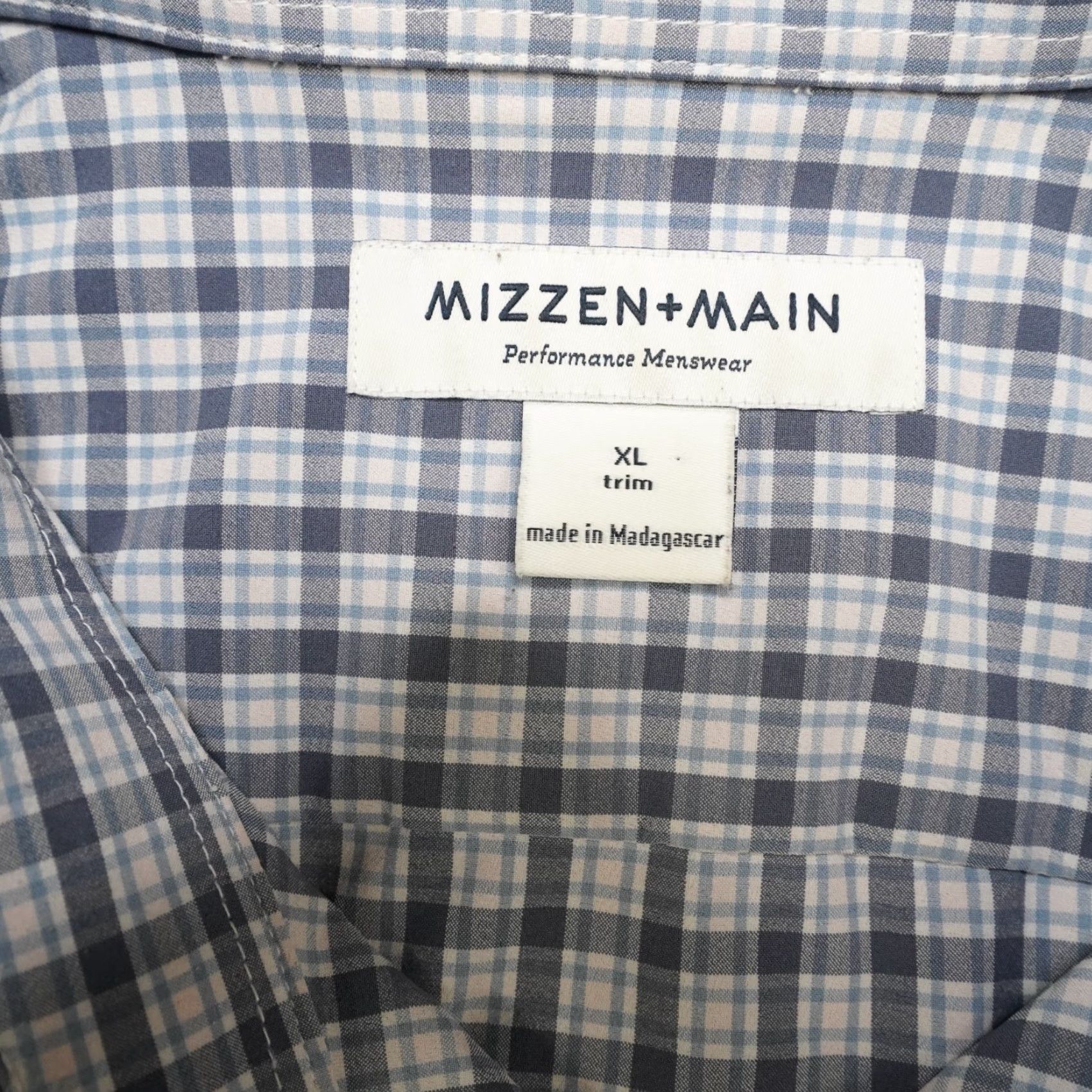 Mizzen+Main VINTAGE Mizzen + Main Shirt Mens XL Blue Plaid Button Up Stretch EUC Size US XL / EU 56 / 4 - 7 Thumbnail