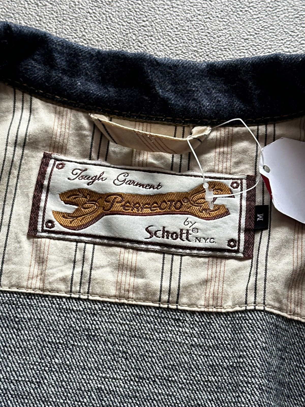 Schott 90s Perfecto by Schott Nyc Zip Up Selvedge Raw Denim Jacket Size US M / EU 48-50 / 2 - 12 Thumbnail