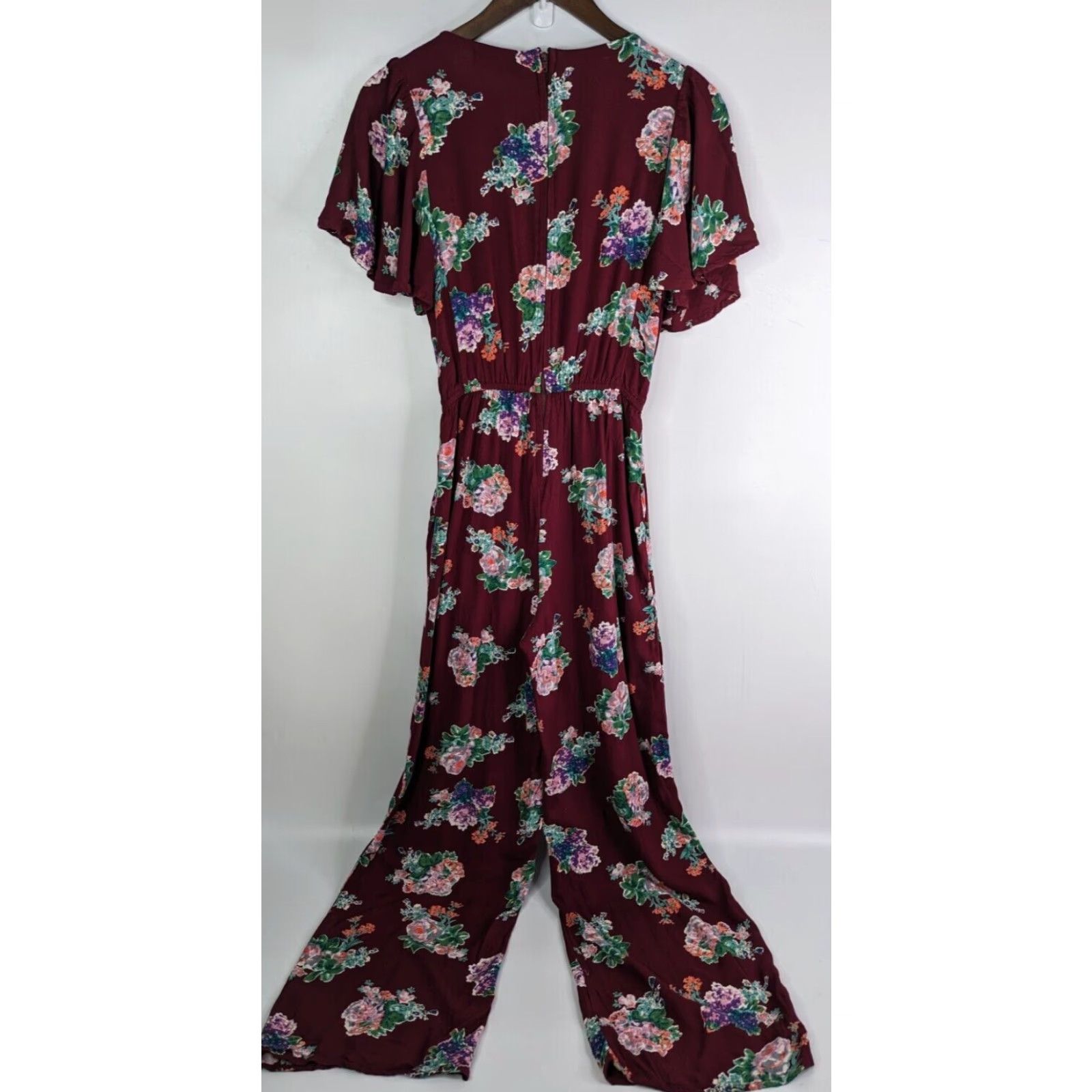 Abercrombie & Fitch Abercrombie & Fitch Jumpsuit One-Piece Women's Floral V-Neck XS Burgundy Green Red Size 26" / US 2 / IT 38 - 5 Thumbnail