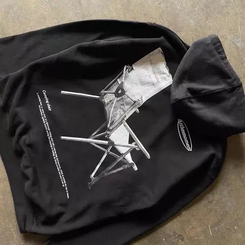 Japanese Brand Black washed vintage lounge chair print hoodie Size US M / EU 48-50 / 2 - 4 Thumbnail