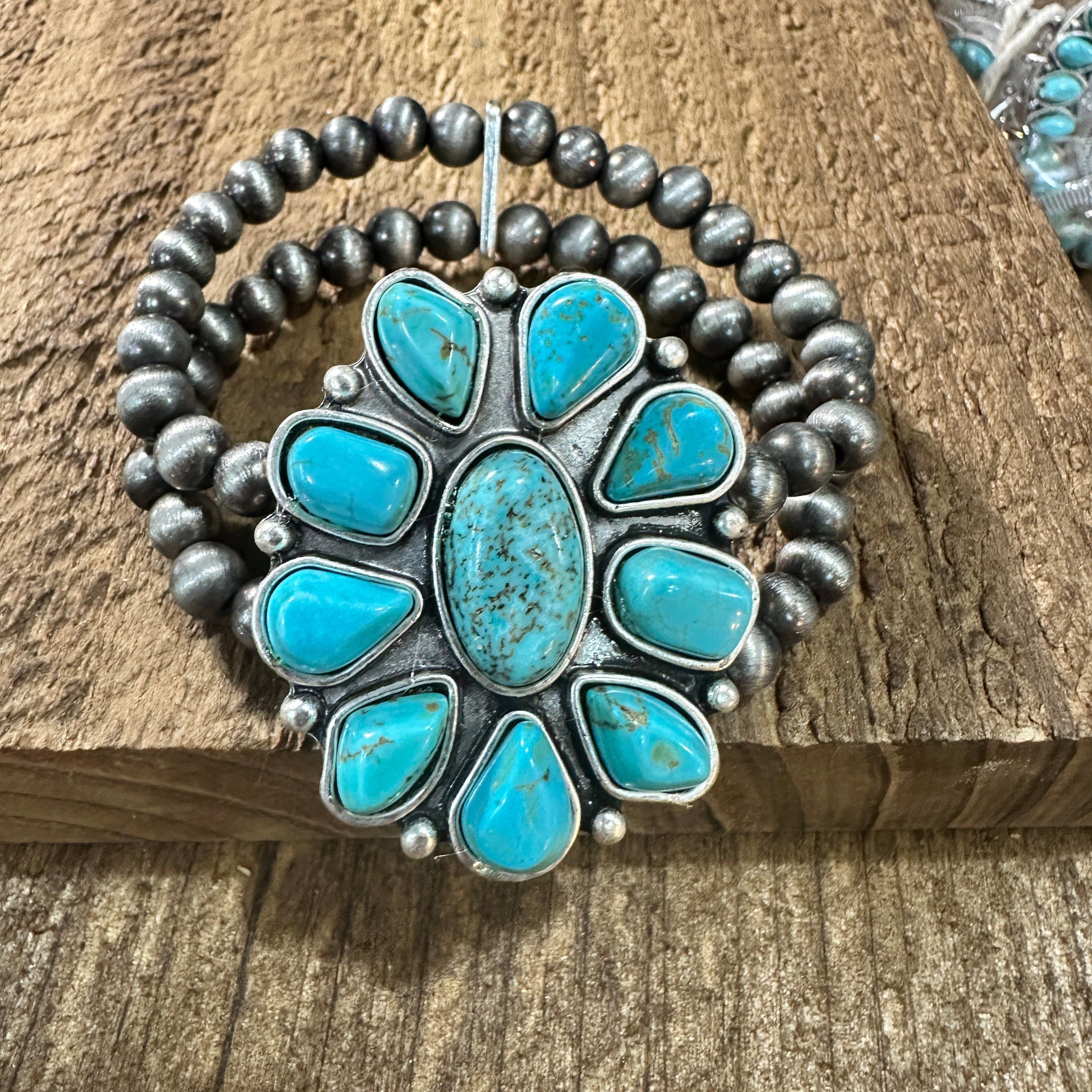 Other Handmade Turquoise Stretch Bracelet for Women, Native Americ Size ONE SIZE - 3 Thumbnail