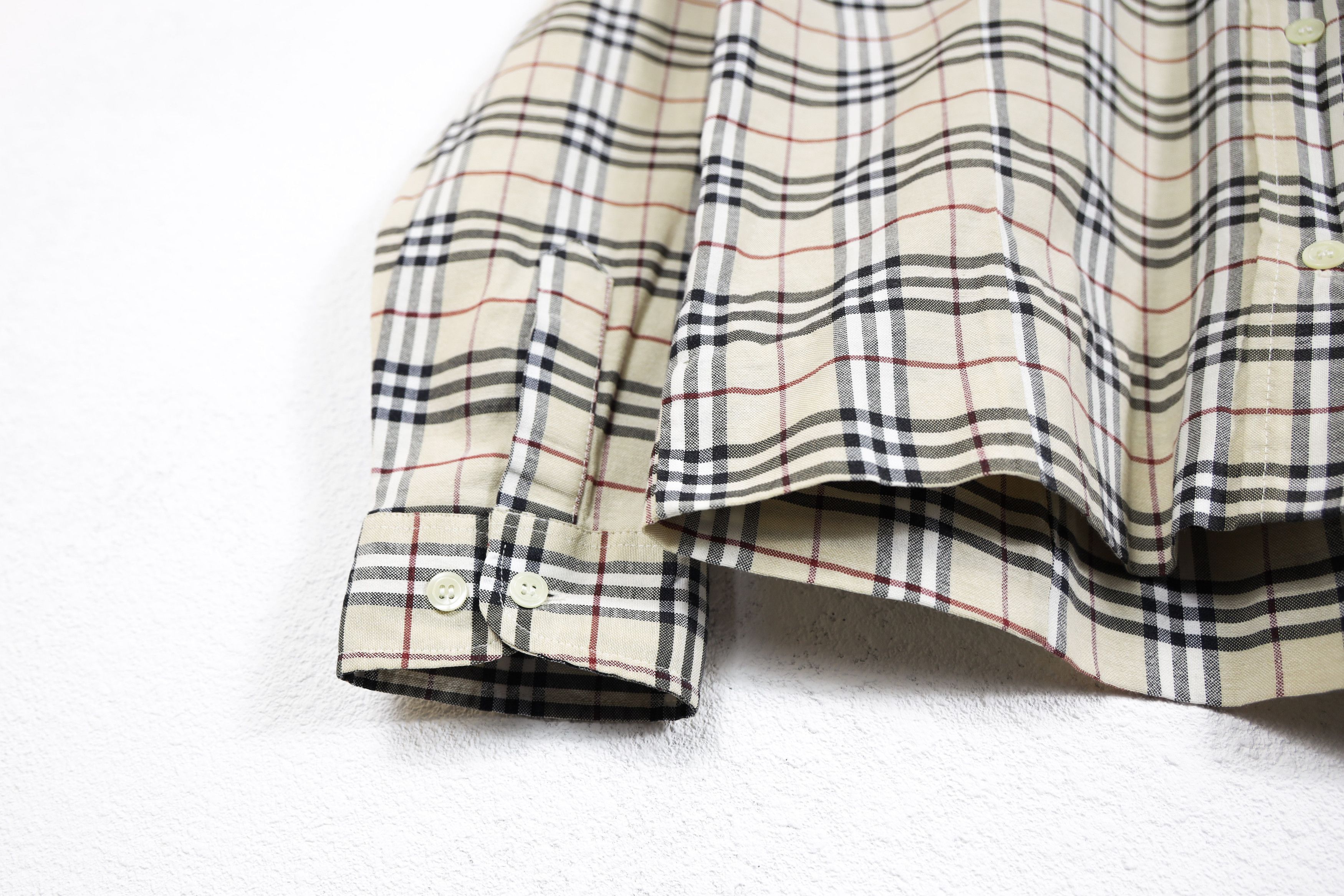 Burberry × Vintage Vintage Burberry Beige Nova Check Long Sleeve Shirt Size L / US 10 / IT 46 - 4 Thumbnail