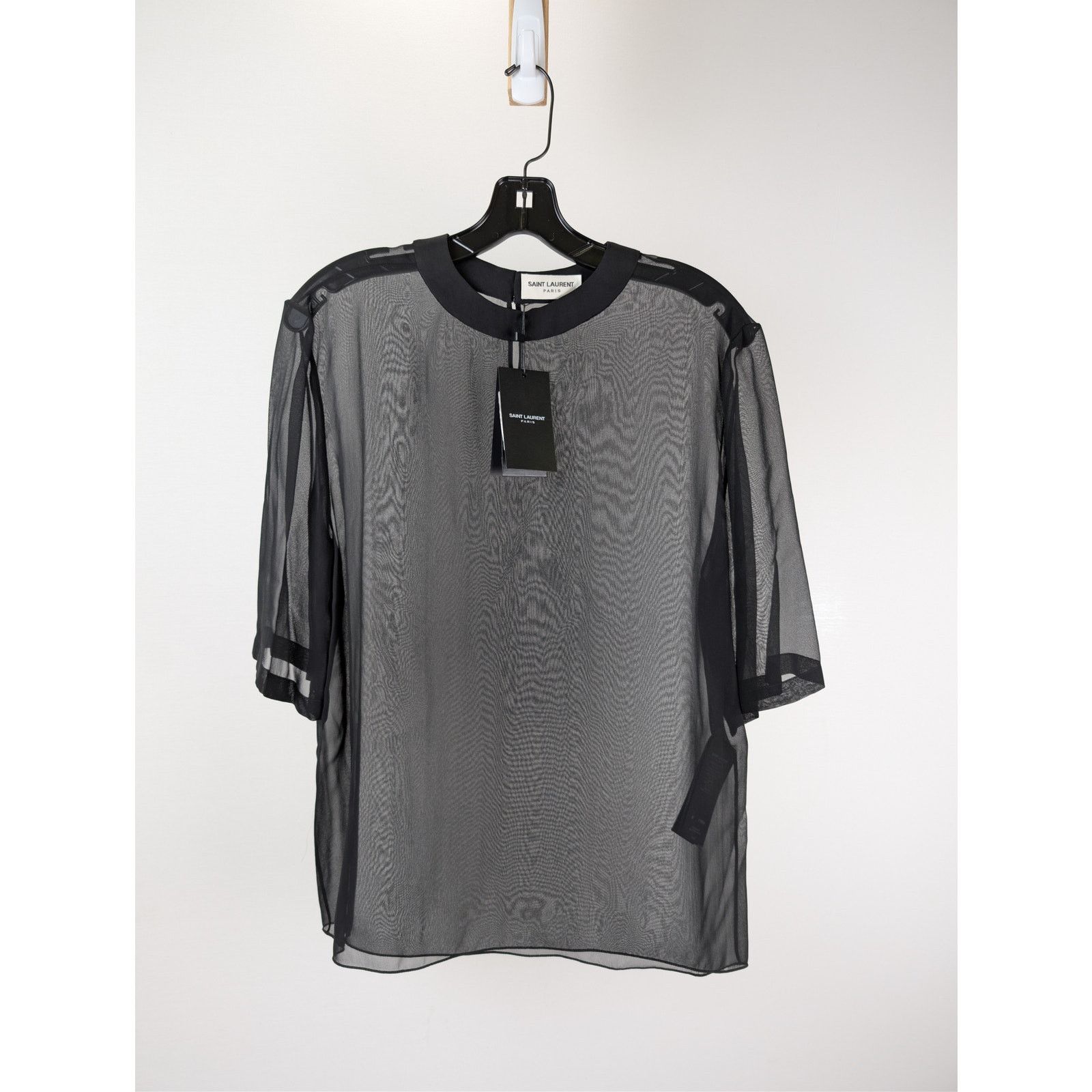 Saint Laurent Paris o1rshd1 Blouse Manches Courtes Drape T-Shirt in Black Size US M / EU 48-50 / 2 - 7 Thumbnail
