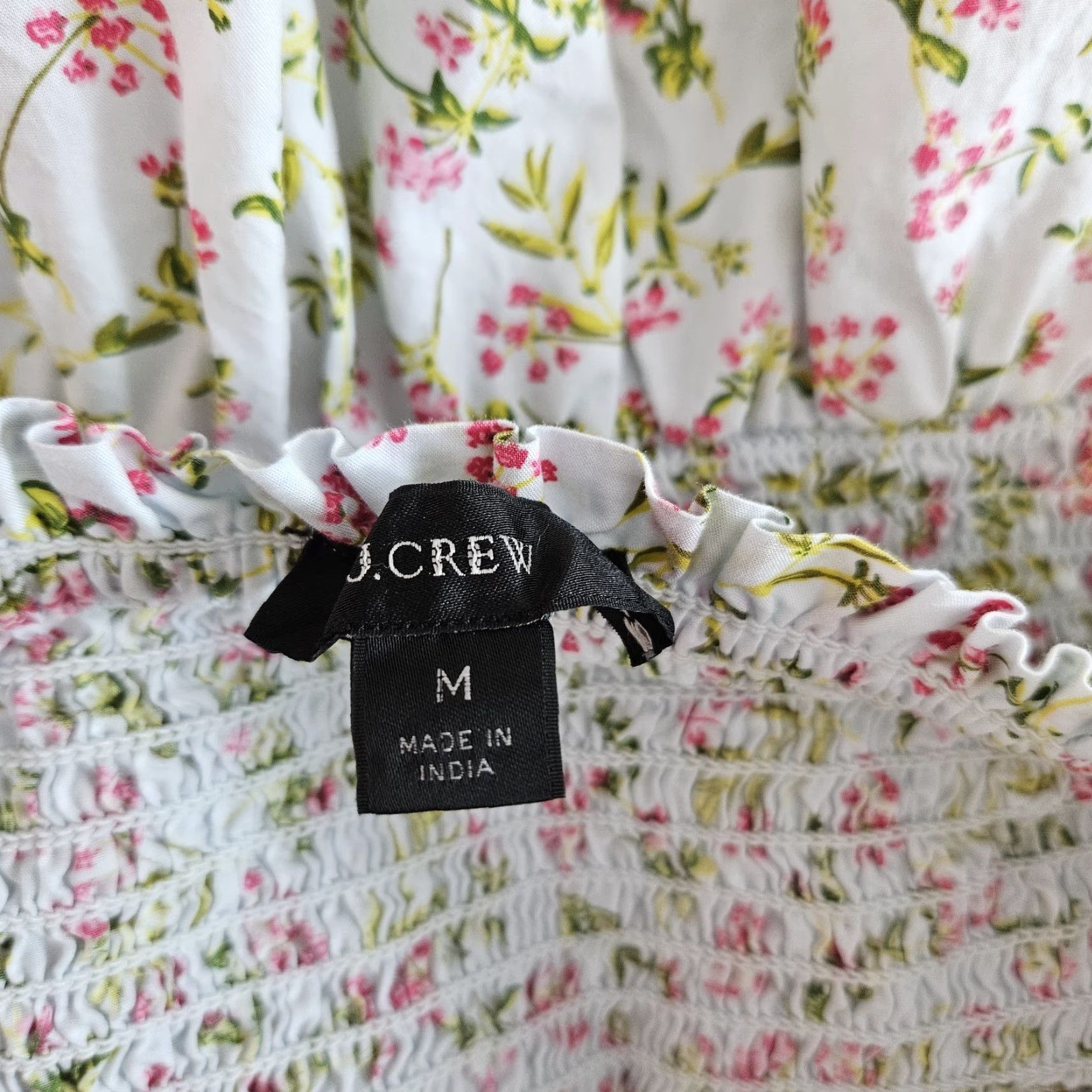 J.Crew J Crew Womens Short Sleeve Smocked Dress Meadow Floral Sz Medium Pink Green Size 32" / US 10 / IT 46 - 6 Thumbnail