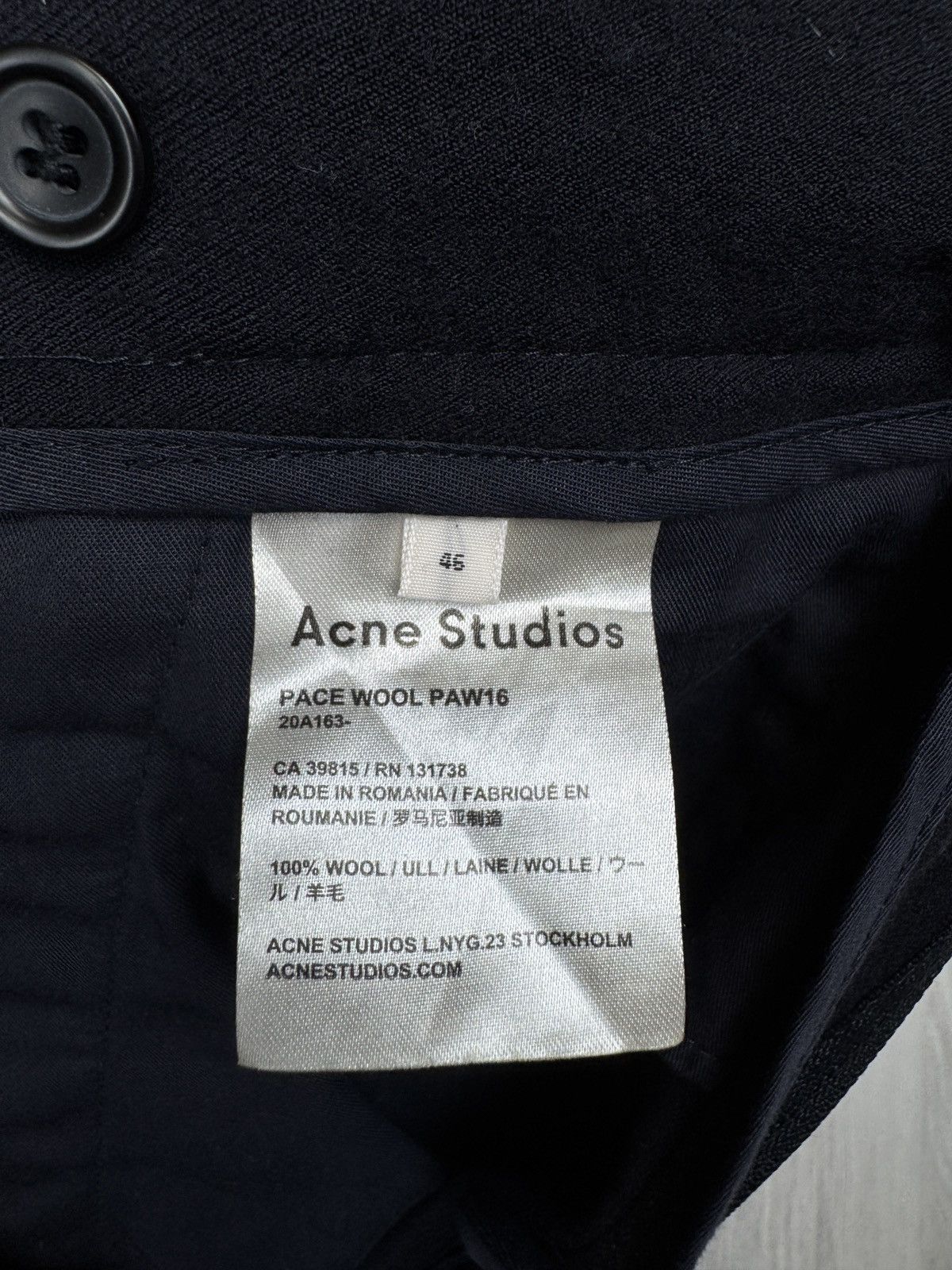 Acne Studios Acne Studios Pace Wool PAW16 casual navy blue pants Size US 30 / EU 46 - 12 Thumbnail