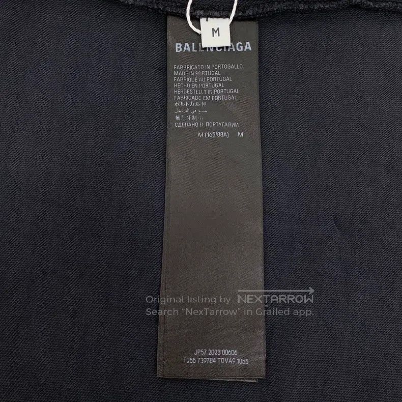 Balenciaga Balenciaga Black Aged Logo Letter Tape Print Cotton Crewne Size US M / EU 48-50 / 2 - 6 Thumbnail