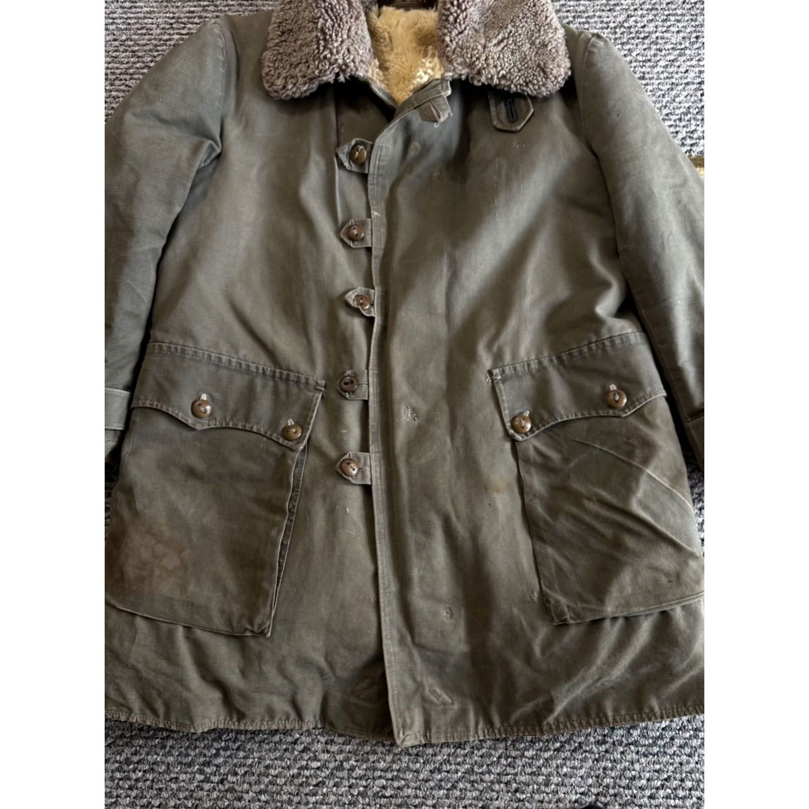 Vintage VINTAGE Mats Larsson Coat M/L Swedish Army Military Sheepskin Shearling Parka WWII Coat Size US M / EU 48-50 / 2 - 2 Thumbnail