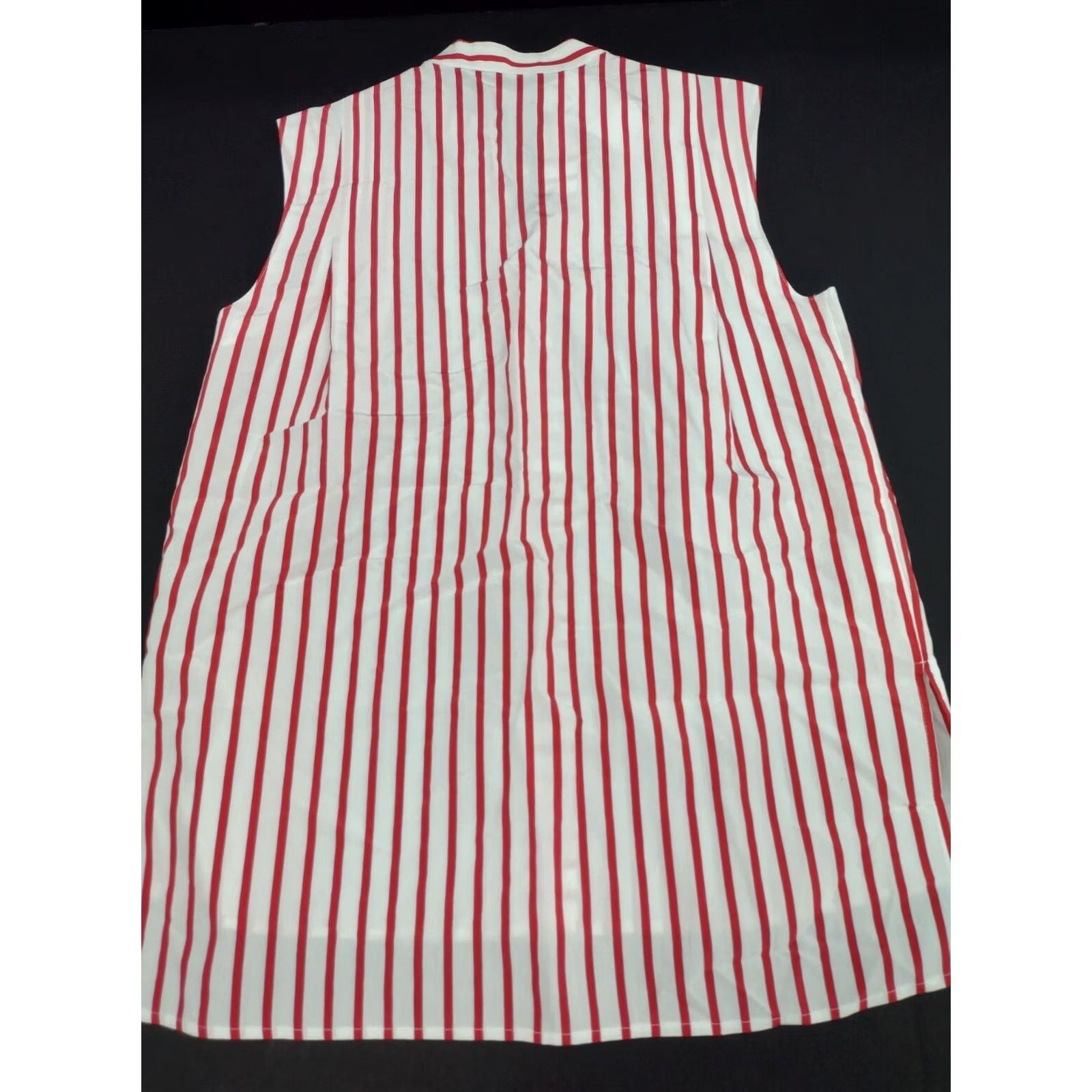 Vintage MNG Suit Shirt Sleeveless Button-Down V Neck White/Red Stripes 4 Womens Tunic Lace Sleeve-less Top Button Up Women Size S / US 4 / IT 40 - 8 Thumbnail