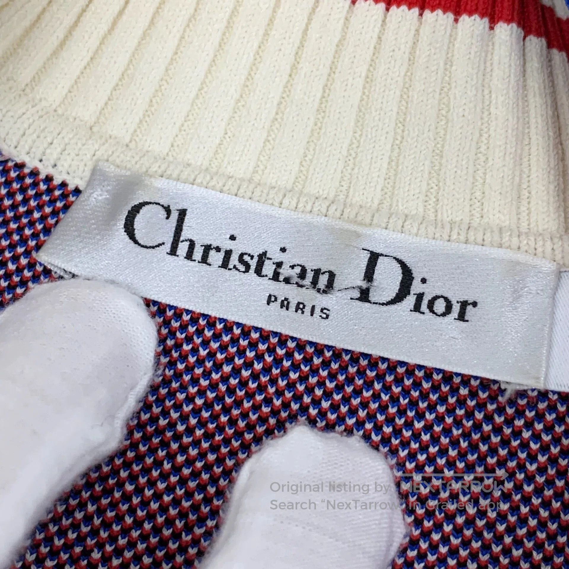 Dior christian dior striped half-zip short sleeve top. Size US XS / EU 42 / 0 - 9 Thumbnail