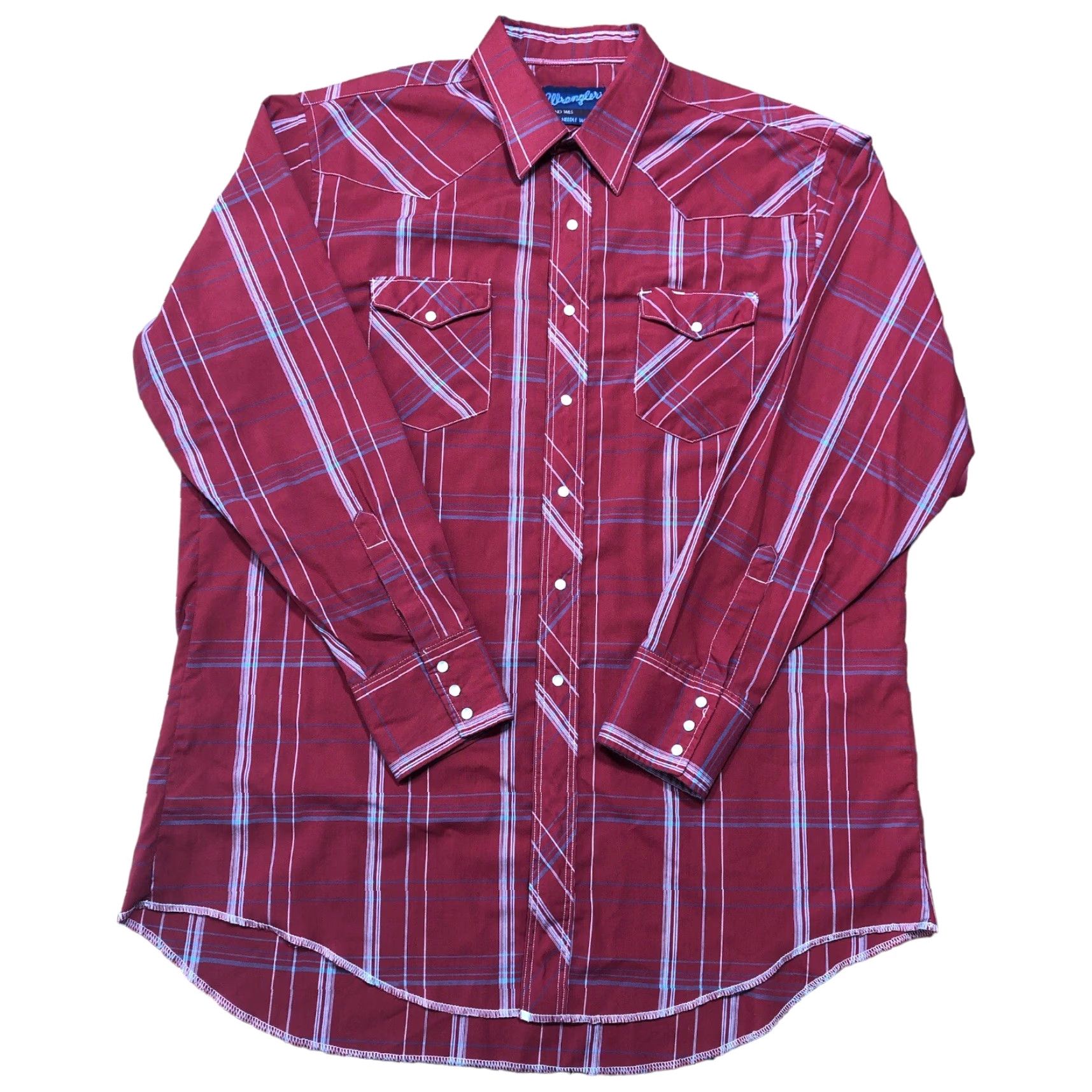 Wrangler Vtg Wrangler Button-Up Shirt 2XL Red Plaid Collared Long Sleeve X-Long Tails Cowboy Western 90s 80s 70s Mens Size ONE SIZE - 2 Thumbnail