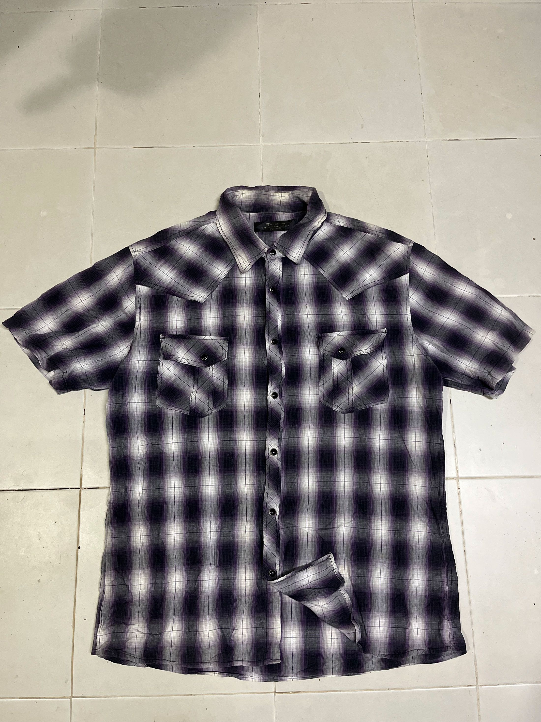Japanese Brand Thruxton Short Sleeve Pearl Snap Western Shirt Plaid Size US XXL / EU 58 / 5 - 1 Thumbnail