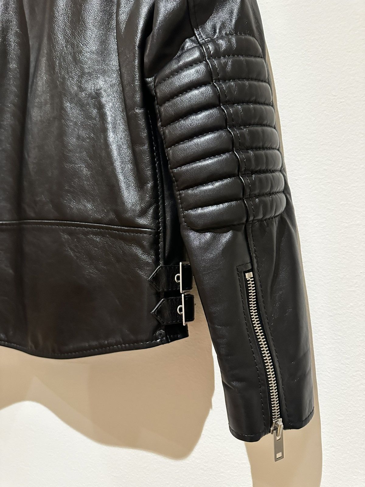 Celine AW19 Biker Jacket Black Leather Padded Size XS / US 0-2 / IT 36-38 - 7 Thumbnail