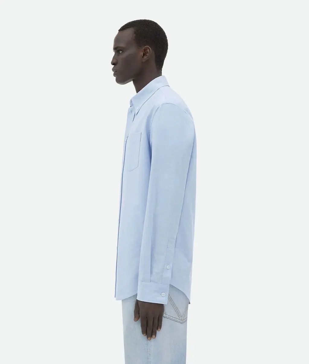 Bottega Veneta o1bcso1str0425 Cotton Oxford Relaxed Shirt in Light Blue Size US M / EU 48-50 / 2 - 2 Thumbnail