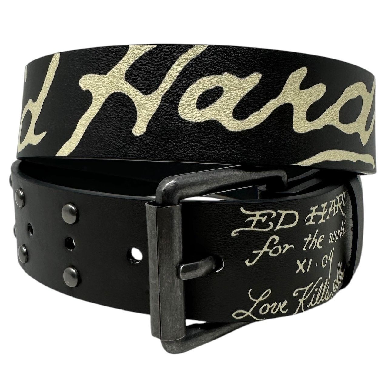 Ed Hardy Ed Hardy Men's Love Kills Slowly Black Belt With Rivet Studs Size 34 - 1 Thumbnail