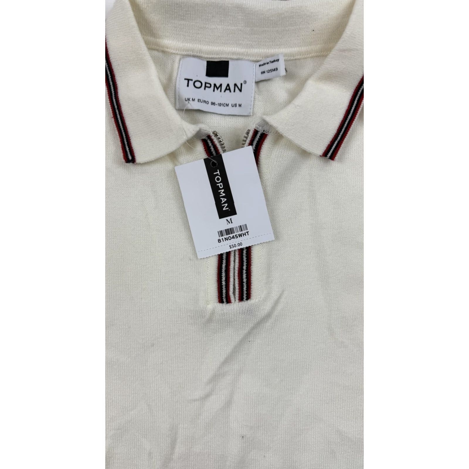 Topman Topman Pullover Sweater Mens Medium White Knit Collared Zip Long Sleeve Lightweight Size US M / EU 48-50 / 2 - 3 Thumbnail