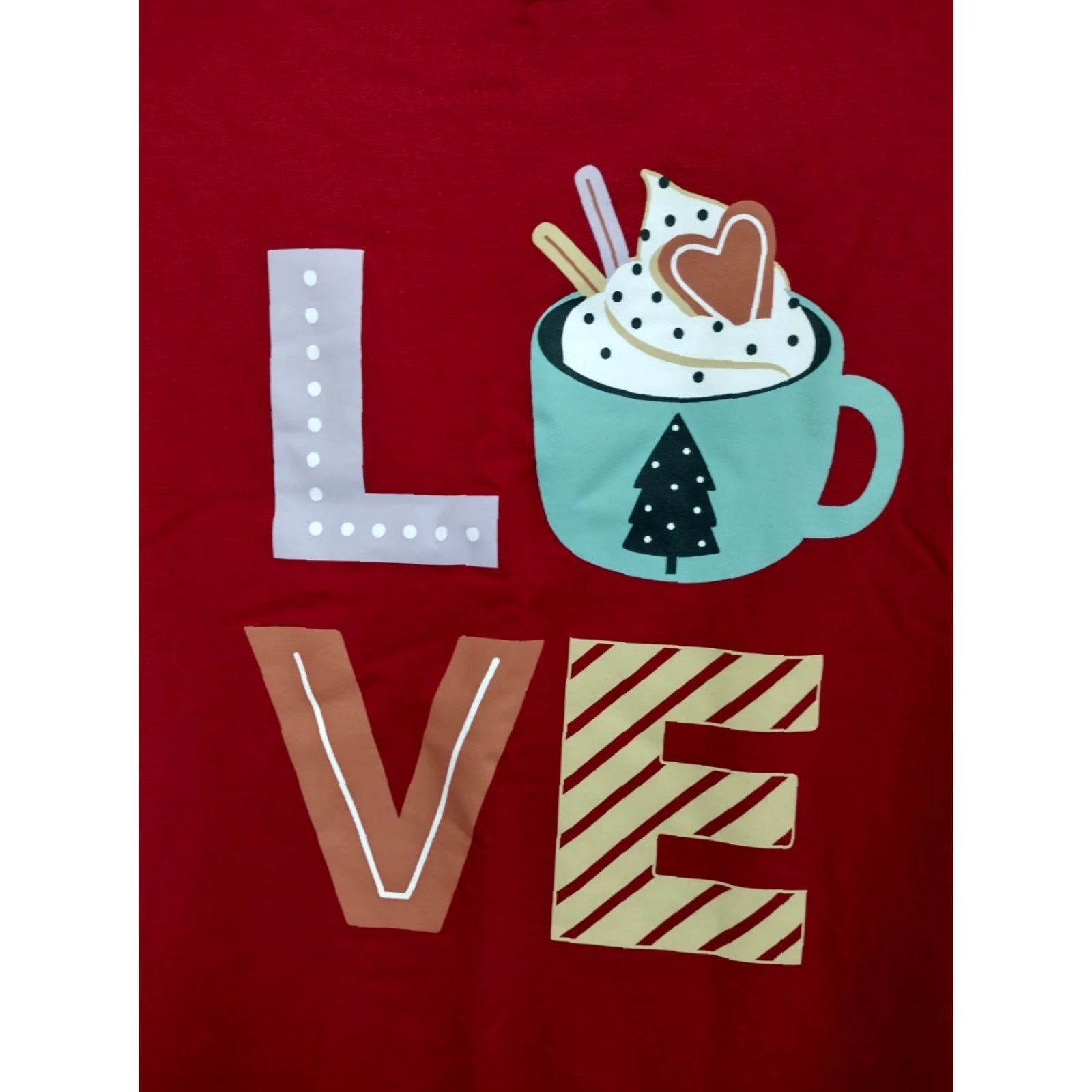 Vintage Joyspun Women's LOVE Print Pajama Top Shirt L Red 12-14 Graphic Print Crew Neck Pullover Mock-Tek Size L / US 10 / IT 46 - 3 Thumbnail