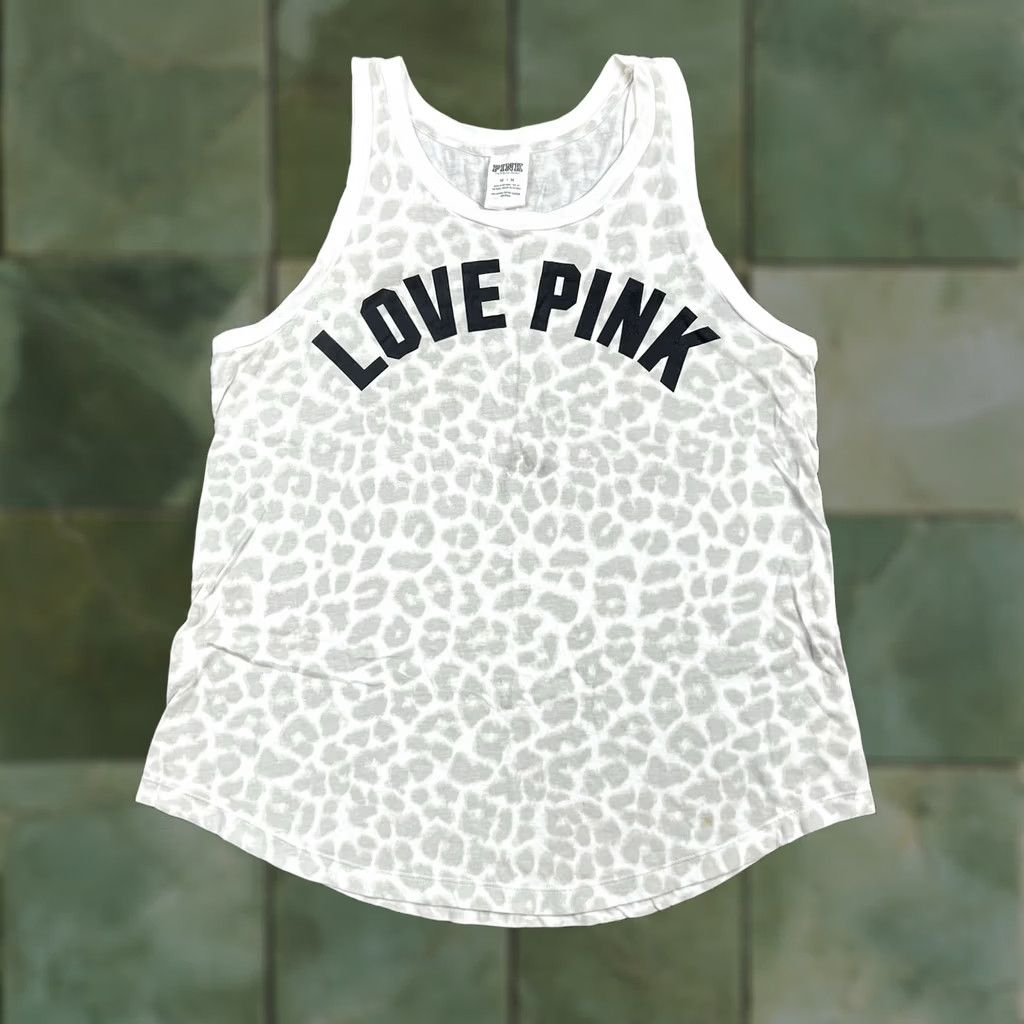 Victoria's Secret Victoria's Secret PINK Womens Medium Gray Animal Print Athletic Tank Top Shirt Size M / US 6-8 / IT 42-44 - 1 Thumbnail