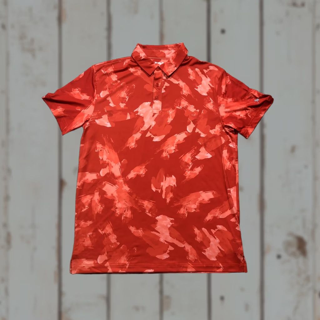Vintage Birdie Bound Polo Shirt Mens M Red Orange Abstract Golf Stretch Print Short Sleeve Collared Graphic Print Size US M / EU 48-50 / 2 - 1 Thumbnail