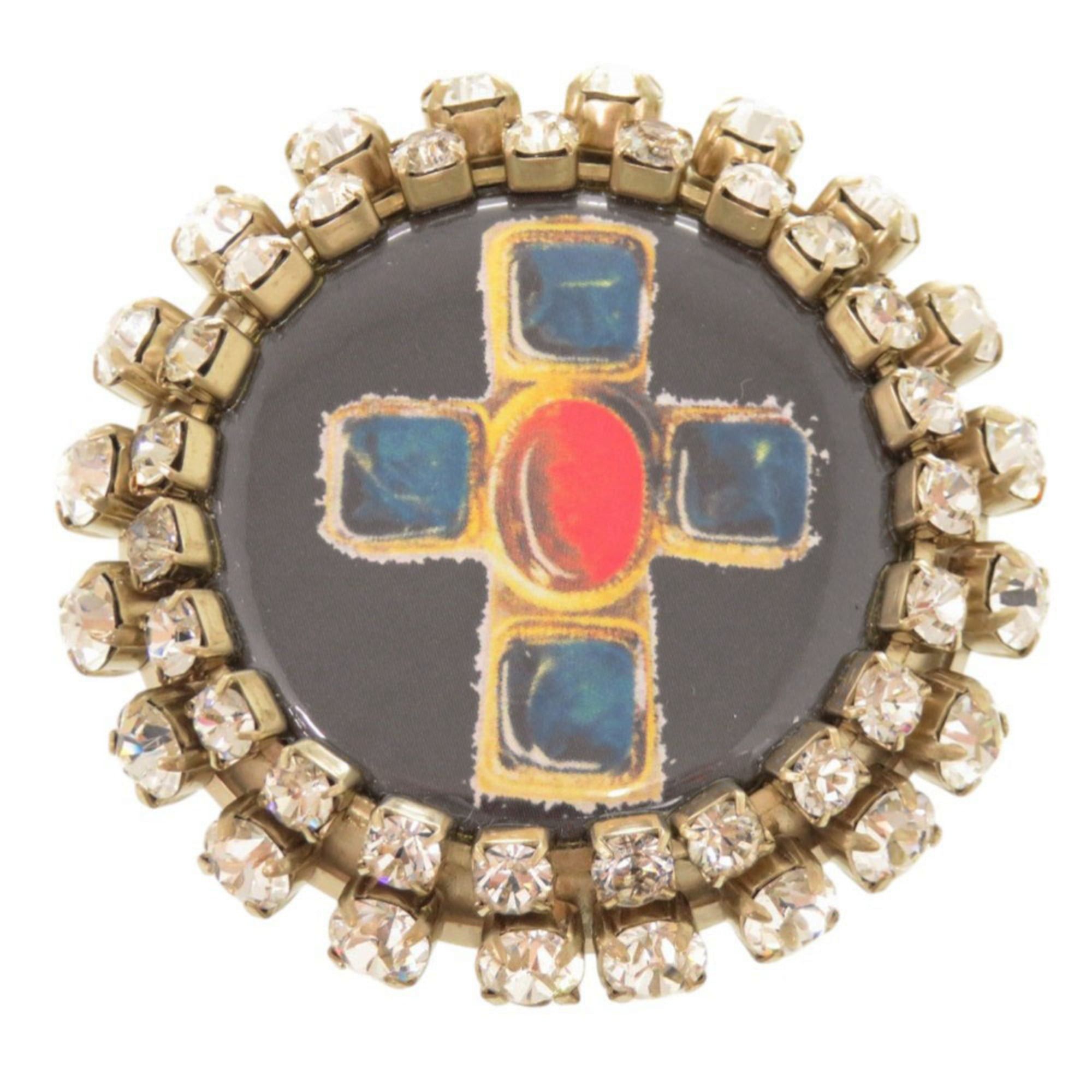 Chanel Excellent condition Chanel cross motif metal rhinestone black brooch 0445CHANEL Size ONE SIZE - 1 Thumbnail
