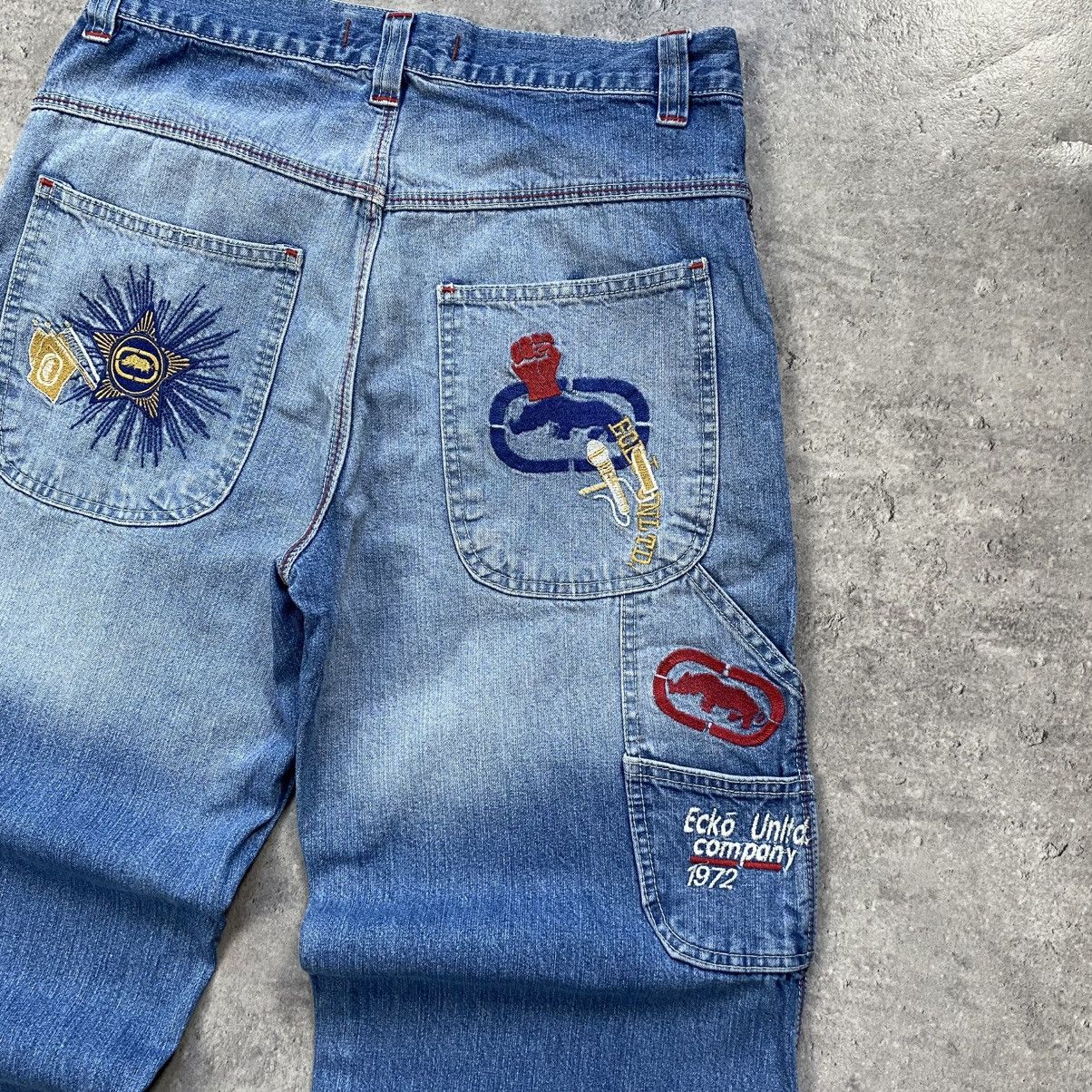 Ecko Unltd. Ecko Unltd. Denim Baggy Jeans Hip Hop style Parachute Retro Size US 33 - 3 Thumbnail