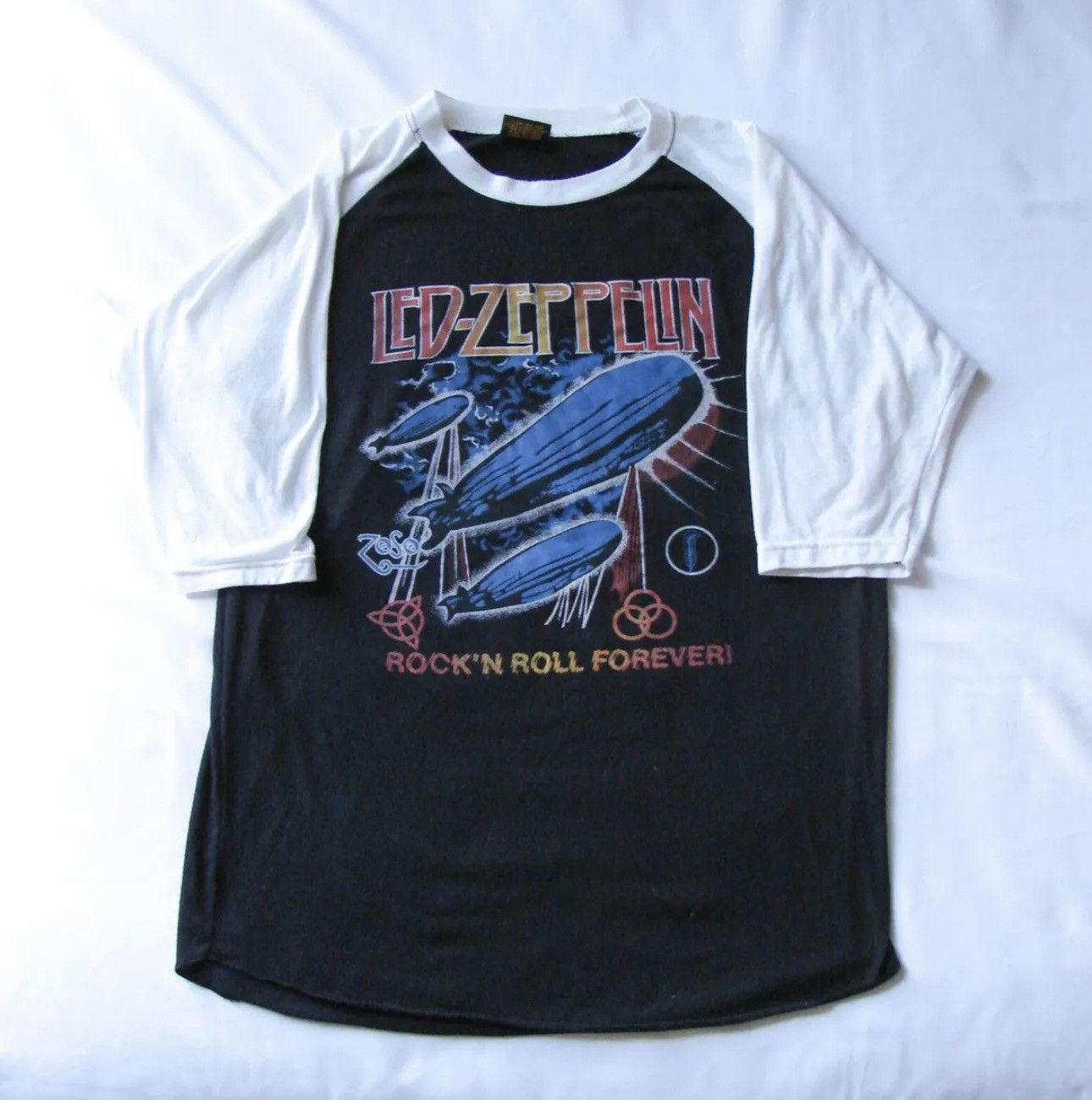 Vintage 70s Led Zeppelin Rock N Roll Forever Raglan T Shirt