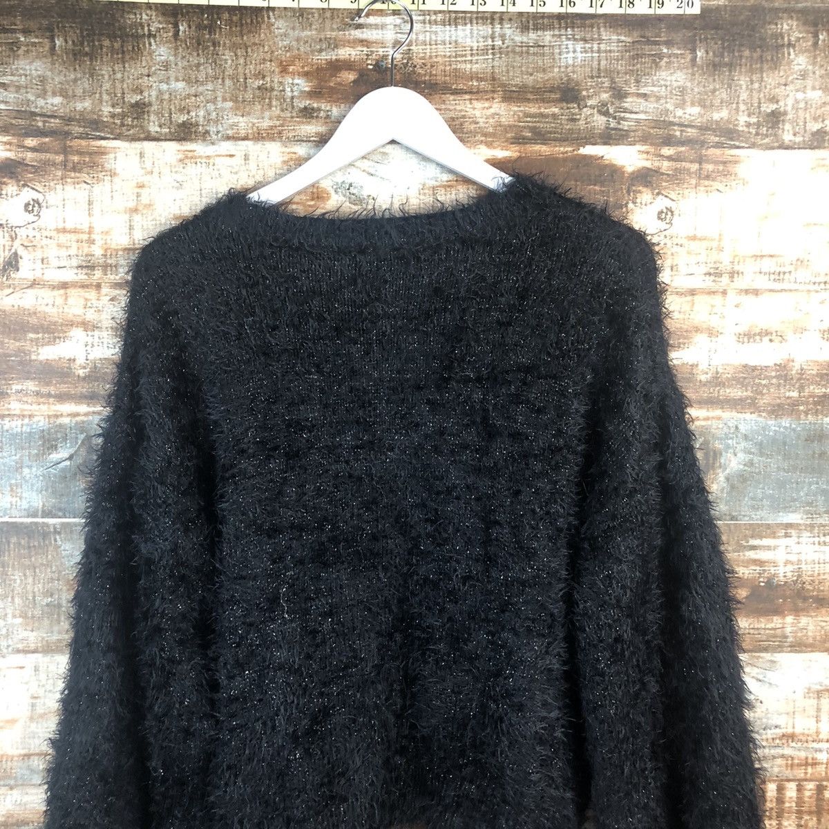 GU DL GU Black shaggy fur Mohair Knitwear #C321 Size M / US 6-8 / IT 42-44 - 13 Thumbnail