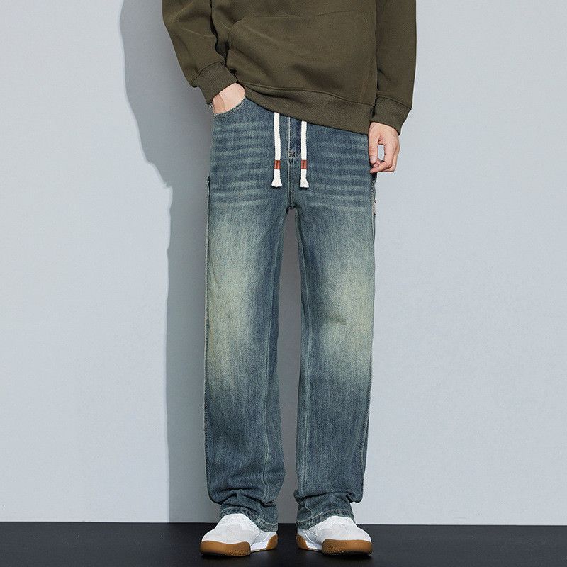 Jean American street men's drawstring loose patchwork jeans Size US 32 / EU 48 - 1 Thumbnail