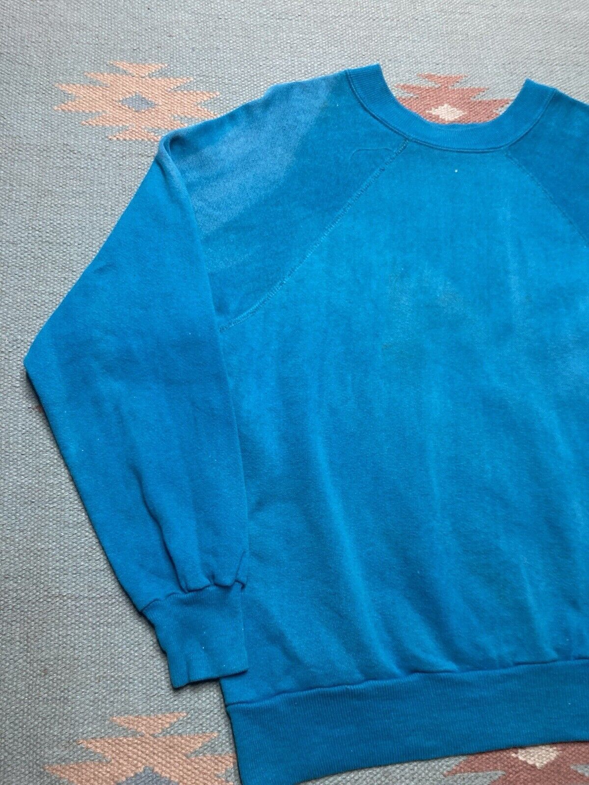 Vintage Vtg 70s crewneck sweatshirt blank teal blue sun faded medium Size US M / EU 48-50 / 2 - 2 Thumbnail