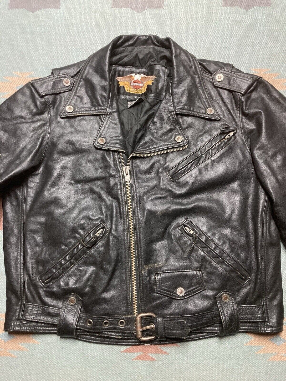 Harley Davidson × Vintage Harley Davidson leather jacket biker shovelhead belted XL Size US XL / EU 56 / 4 - 2 Thumbnail