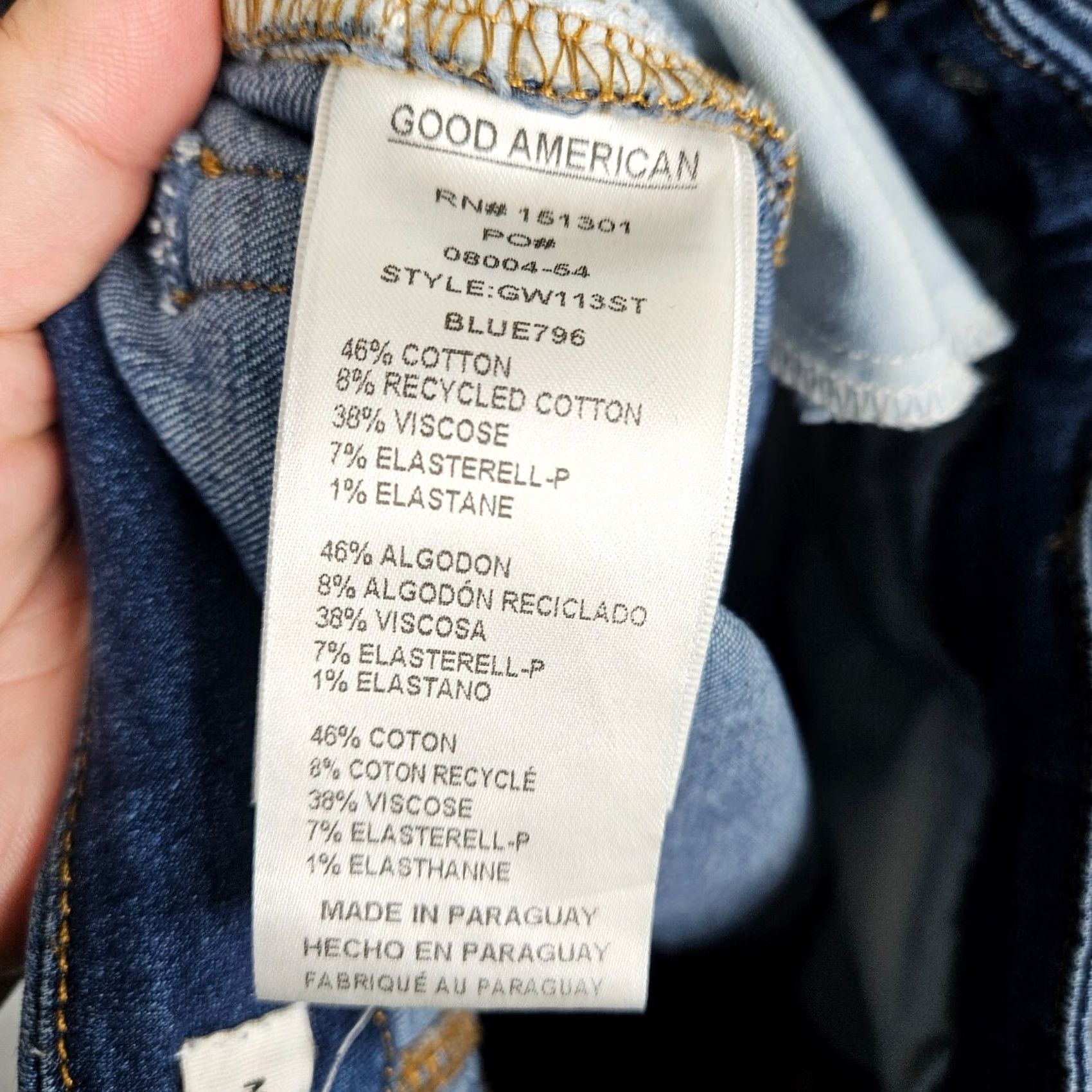 Good American Good American Jeans Skin n y Blue Casual Women Size 8/29 Mid Rise Pockets Denim Cotton Elastane Viscose Regular Size 29" - 7 Thumbnail