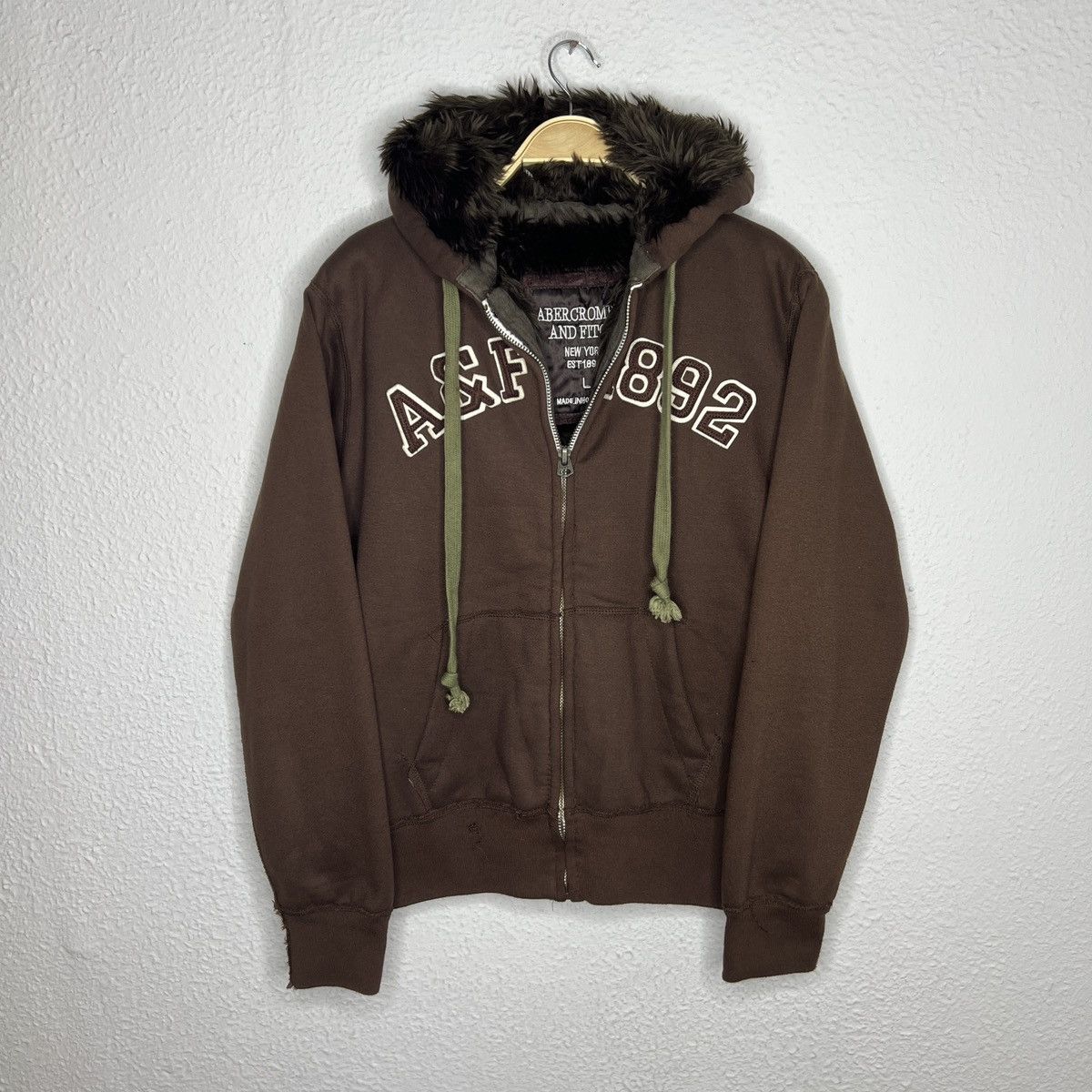 Abercrombie & Fitch If Six Was Nine Styled Fur Hoodie Sherpa Brown Big Logo Size US L / EU 52-54 / 3 - 5 Thumbnail