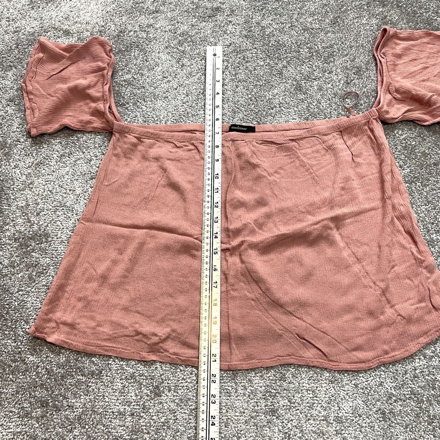 Pinko Ambiance Blouse Top Womens XL Pink Cold Shoulder Short Sleeve Stretch Rayon Blouse Regular Womens Pink 1XL Casual Sleeve Round Neck Pullover Ruffle Size XL / US 12-14 / IT 48-50 - 2 Thumbnail