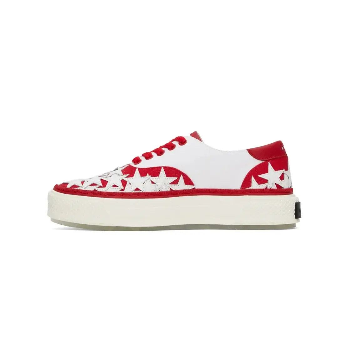 Amiri oc11z0225 Stars Court Low-Top Sneakers in White & Red Size US 7 / EU 40 - 3 Thumbnail