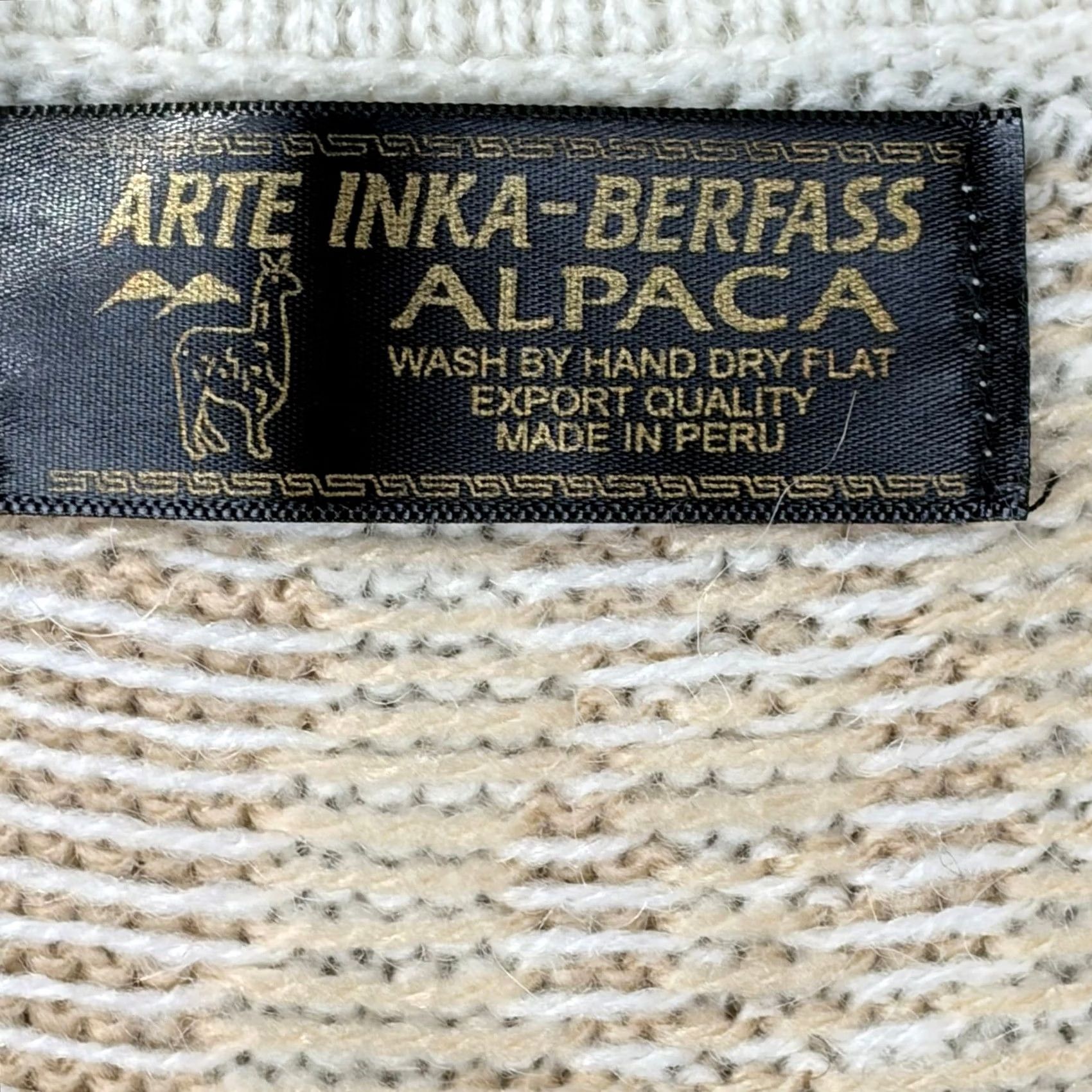 Vintage Arte Inka-Berfass Alpaca Wool Knit Vest Llama Peruvian Open Front Cream Grey Tan M Size M / US 6-8 / IT 42-44 - 4 Thumbnail