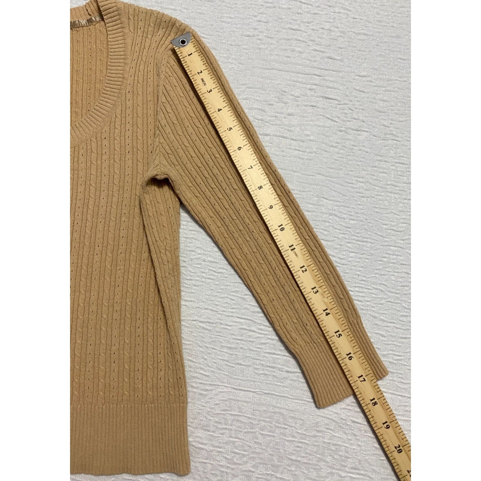 Vintage St. John's Bay Women's Sweater Cable-Knit Crew Neck Long Sleeve Beige Size M Pullover Casual Knitwear Womens Size M / US 6-8 / IT 42-44 - 7 Thumbnail