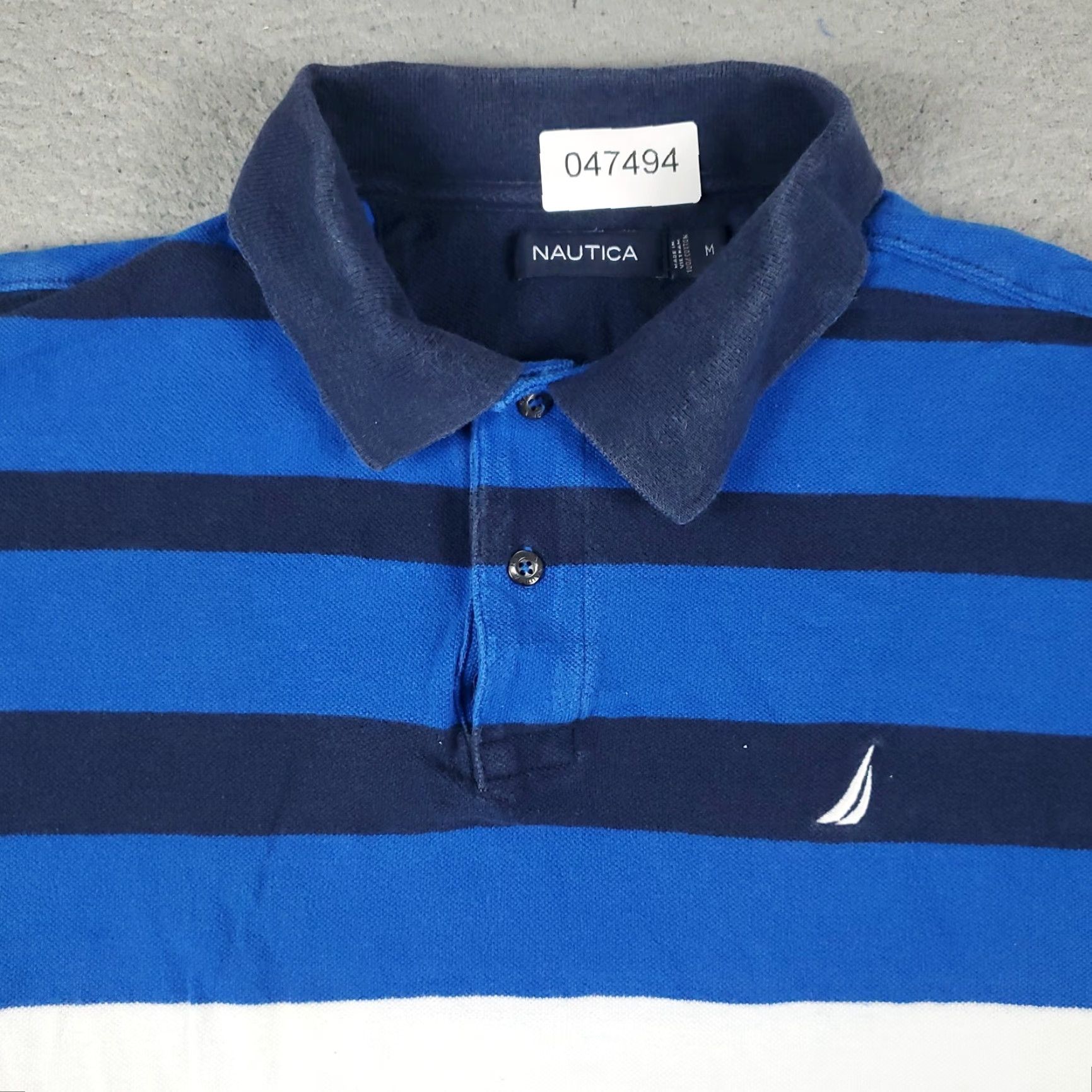 Nautica Nautica Polo Shirt Mens Size Medium Blue Striped Short Sleeve Casual Button-Front Regular Fit Shirt Mens Size US M / EU 48-50 / 2 - 2 Thumbnail